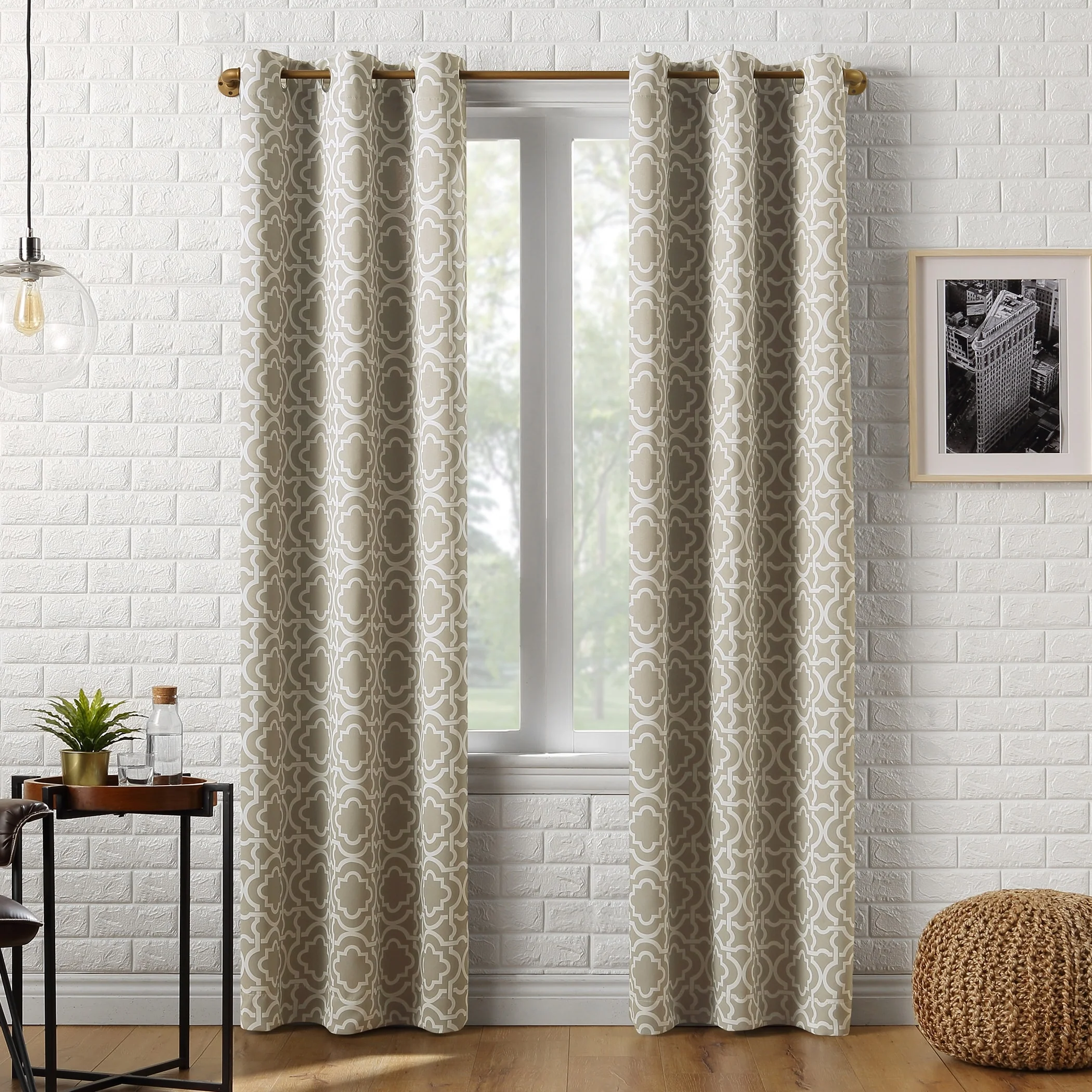 Sun Zero Barnett Trellis Blackout Grommet Curtain Panel, Single Panel