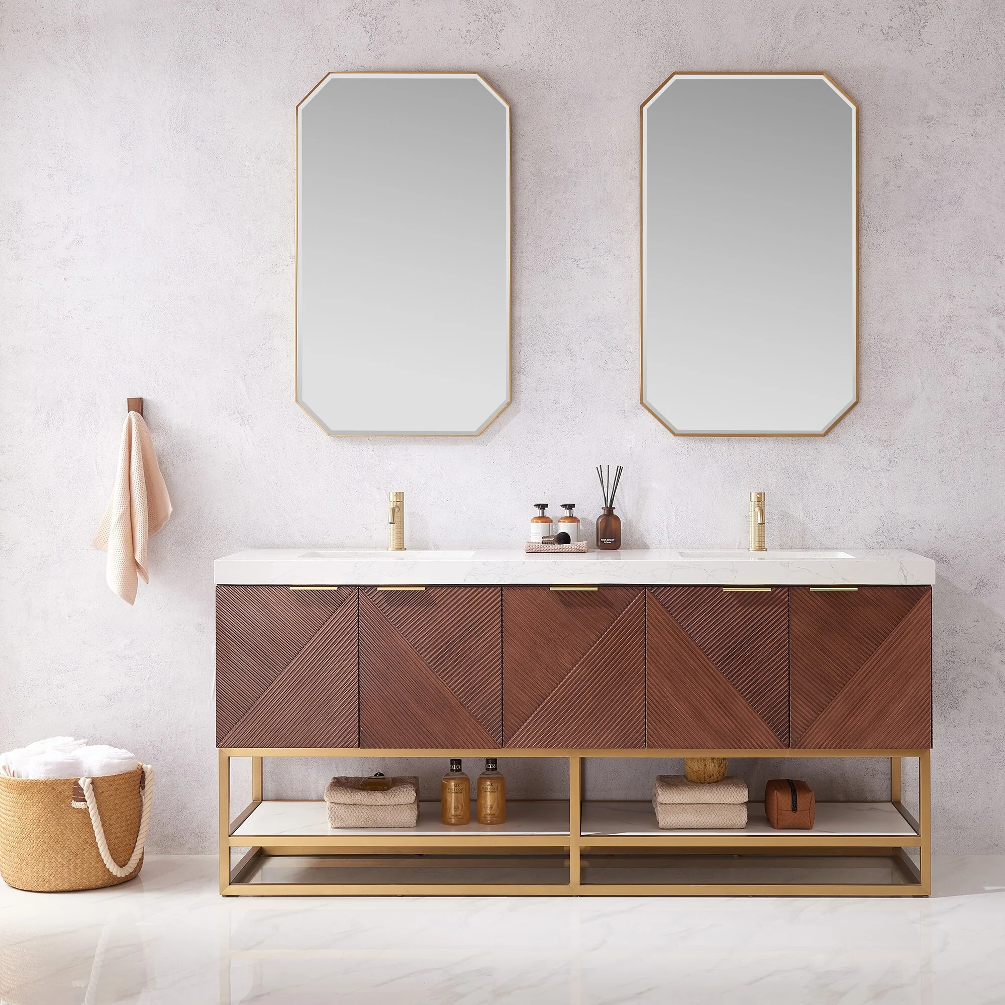 Mahon Double Bath Vanity with Composite Stone Top without Mirror