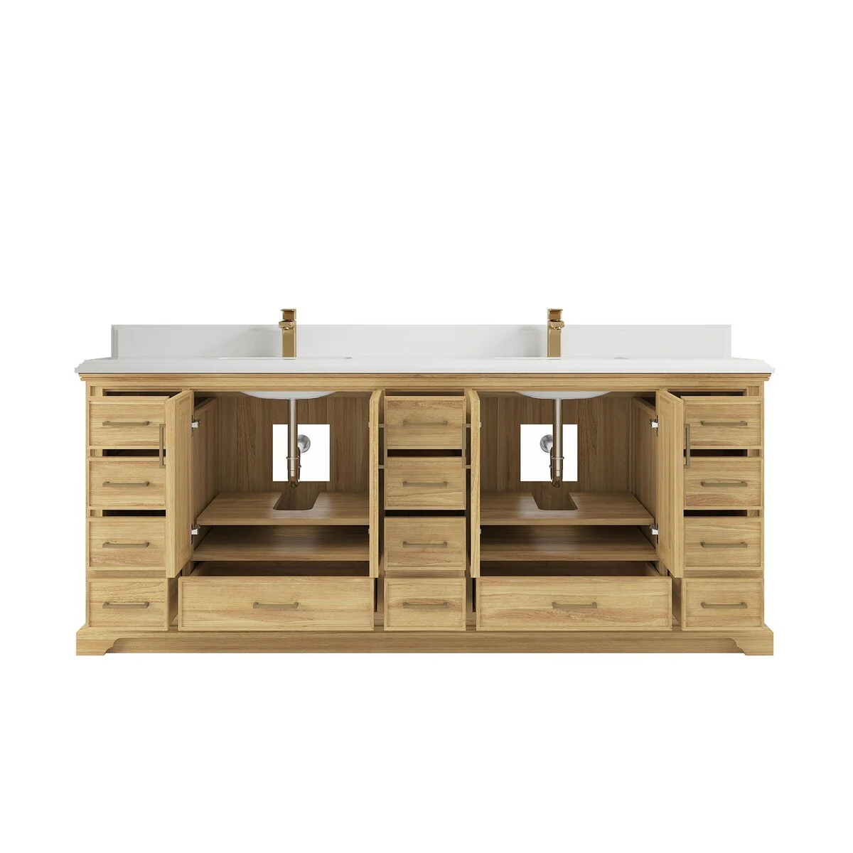 Willow Collections 84 in. W x 22 in. D Charlotte Teak Double Sink Bathroom Solid Teak Vanity with Countertop
