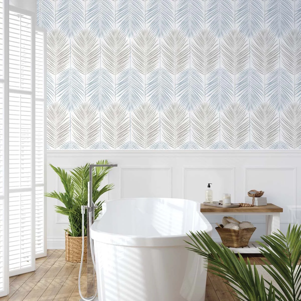 NextWall Two Toned Palm Peel and Stick Wallpaper