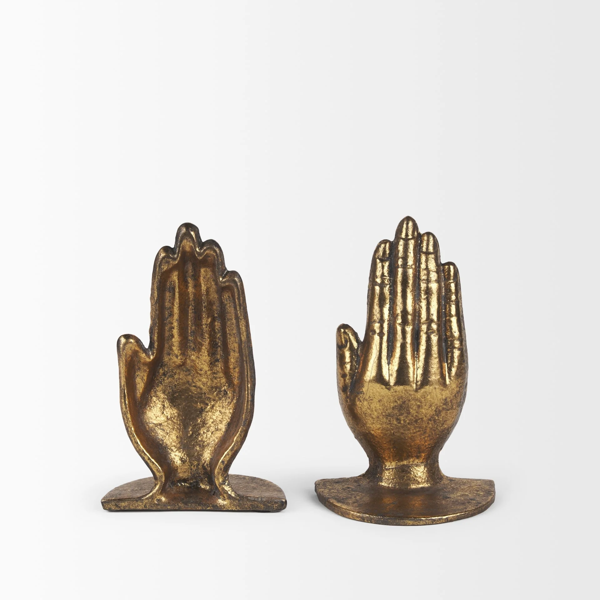Praying Hands Gold Cast Iron Book Ends - 5.9L x 4.7W x 7.2H