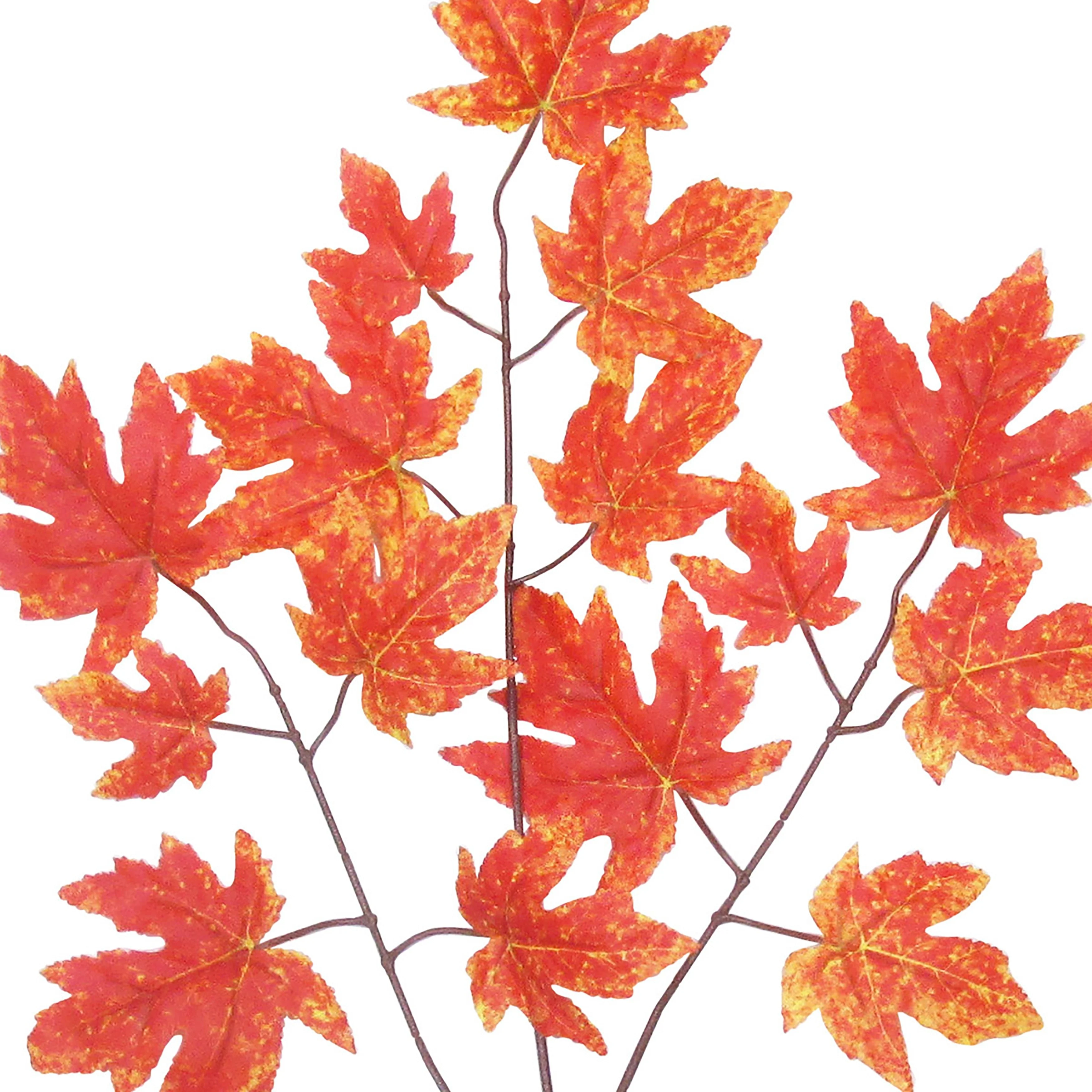 Set of 24 Artificial Rock Maple Leaf Stem Plant Greenery Spray Branch 22in