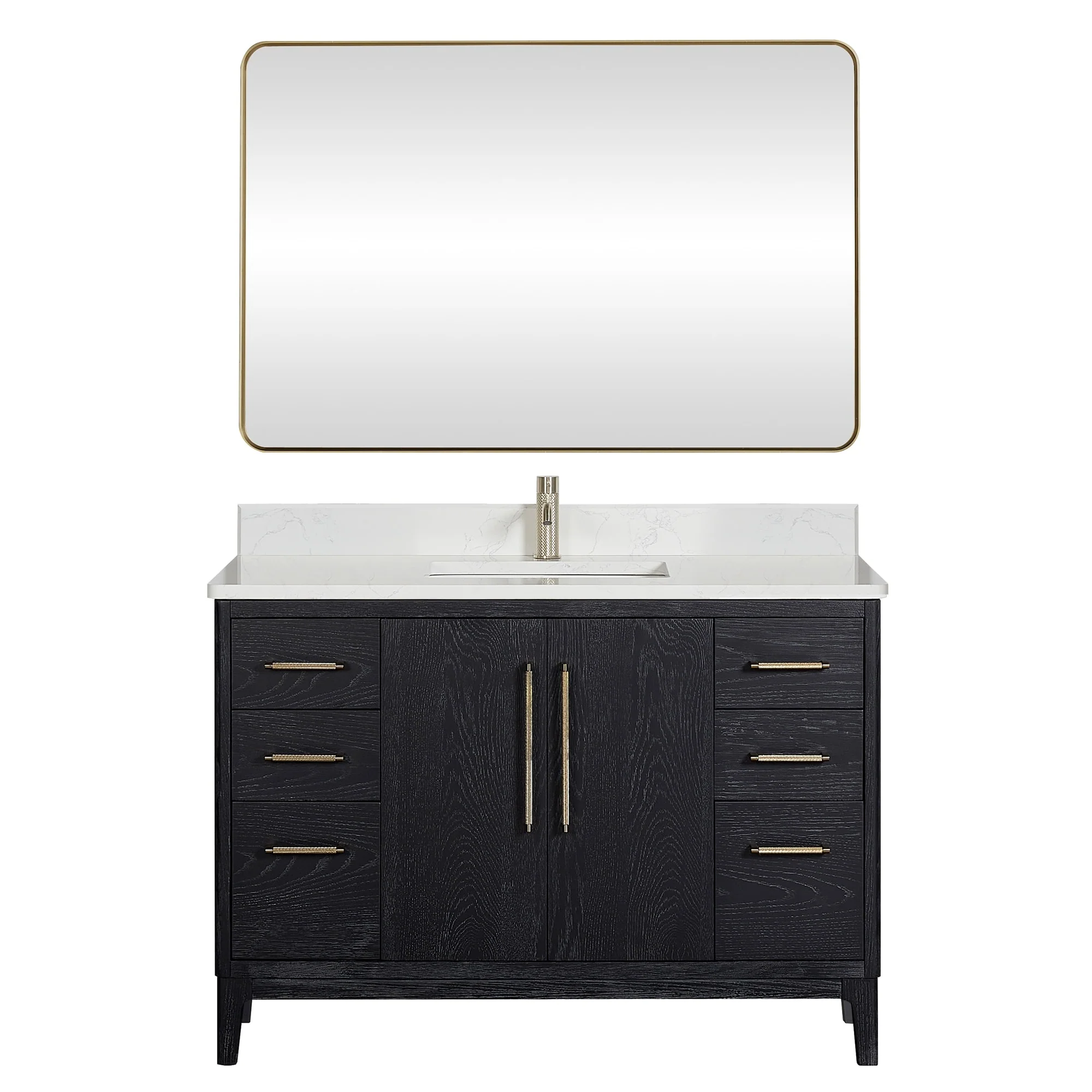 Gara Single Bath Vanity with Composite Stone Top and Mirror