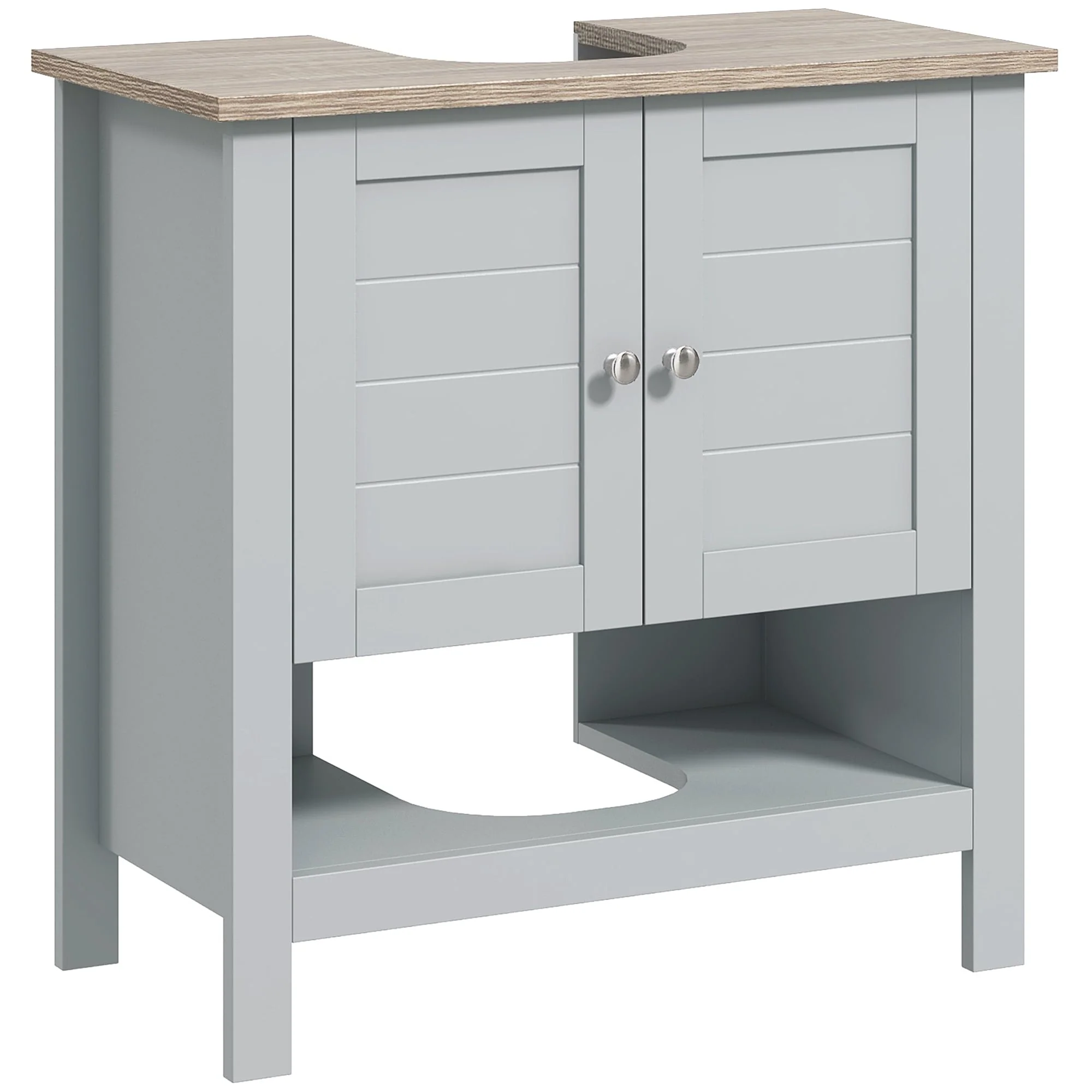 kleankin Bathroom Under Sink Cabinet, Bathroom Vanity Unit, Pedestal Under Sink Design with Adjustable Shelf, Grey