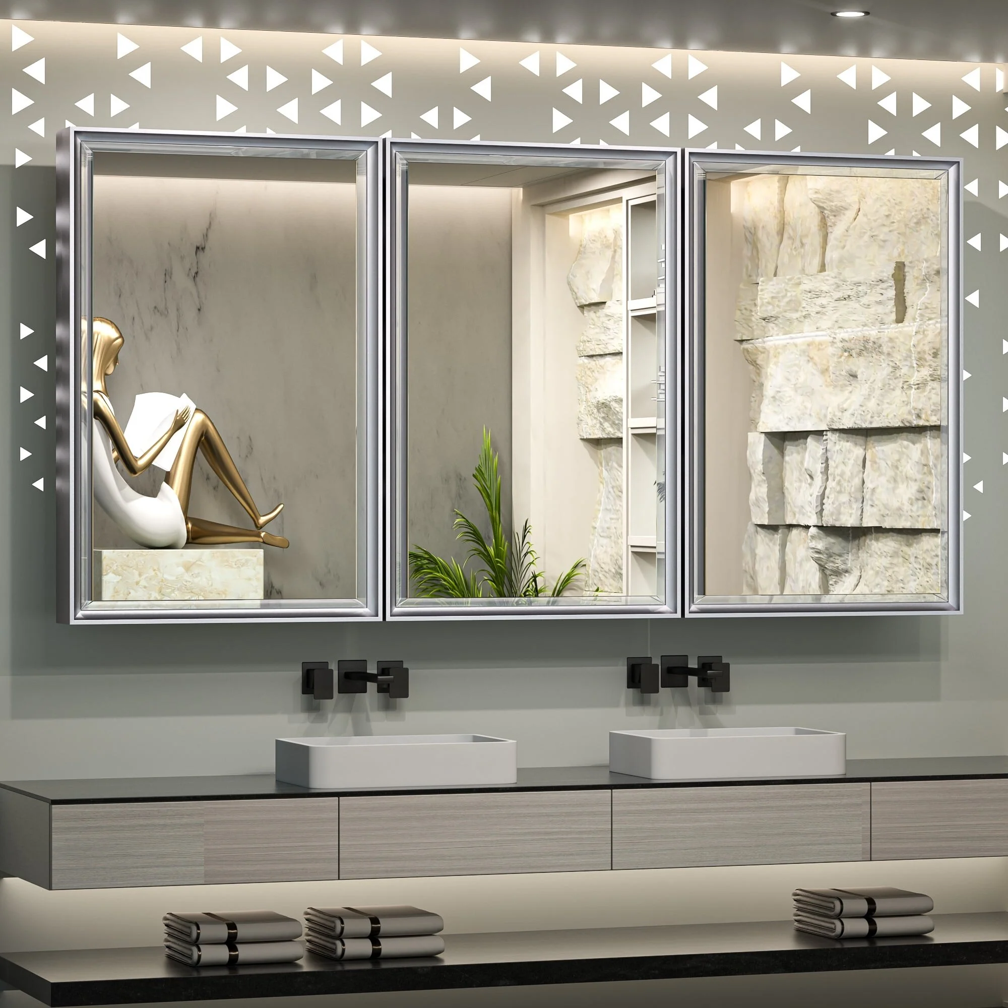 TokeShimi Medicine Cabinets for Bathroom with Mirror, Beveled Framed