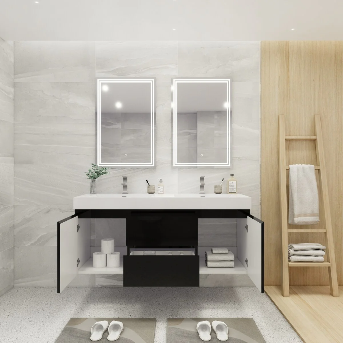 Baillie 60'' Wall-Mounted Vanity with Double Reinforced Acrylic Sink