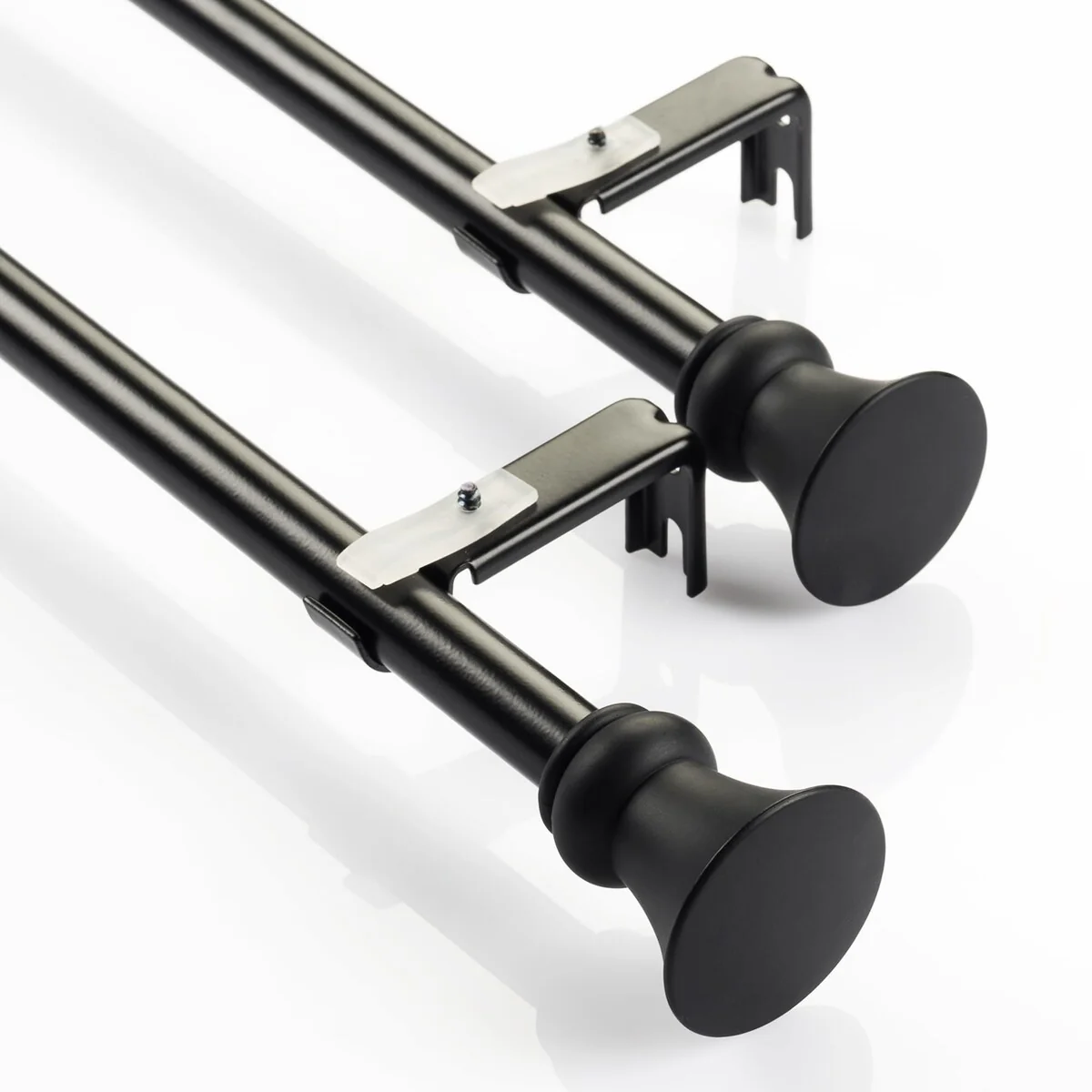 Deco Window 2 Pack Single Curtain Rod with Egyptian Round Finials & Brackets Set - 44