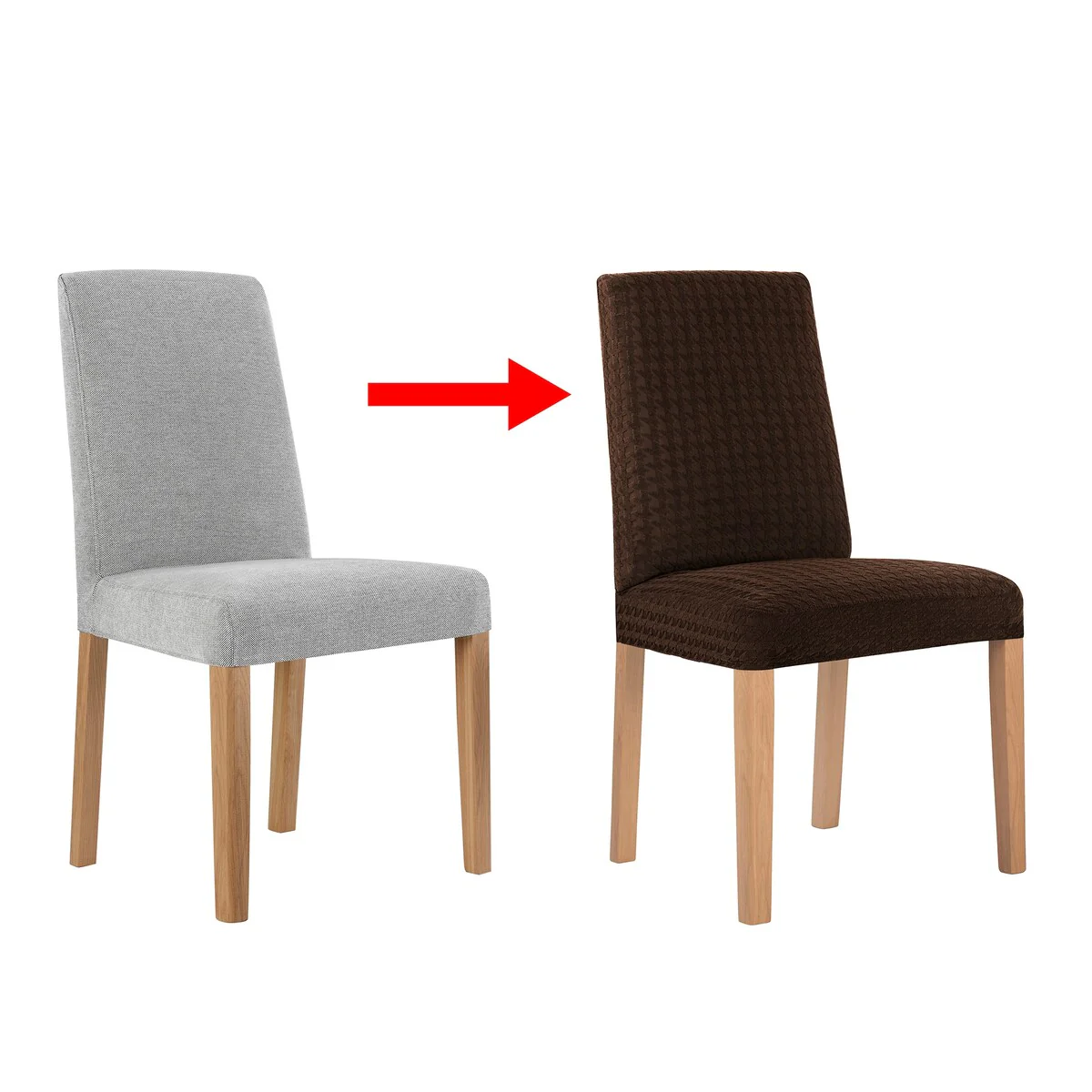 No. 918 Sparta 2-pack Houndstooth Textured Stretch Fit Elastic Dining Chair Cover Pair - 28