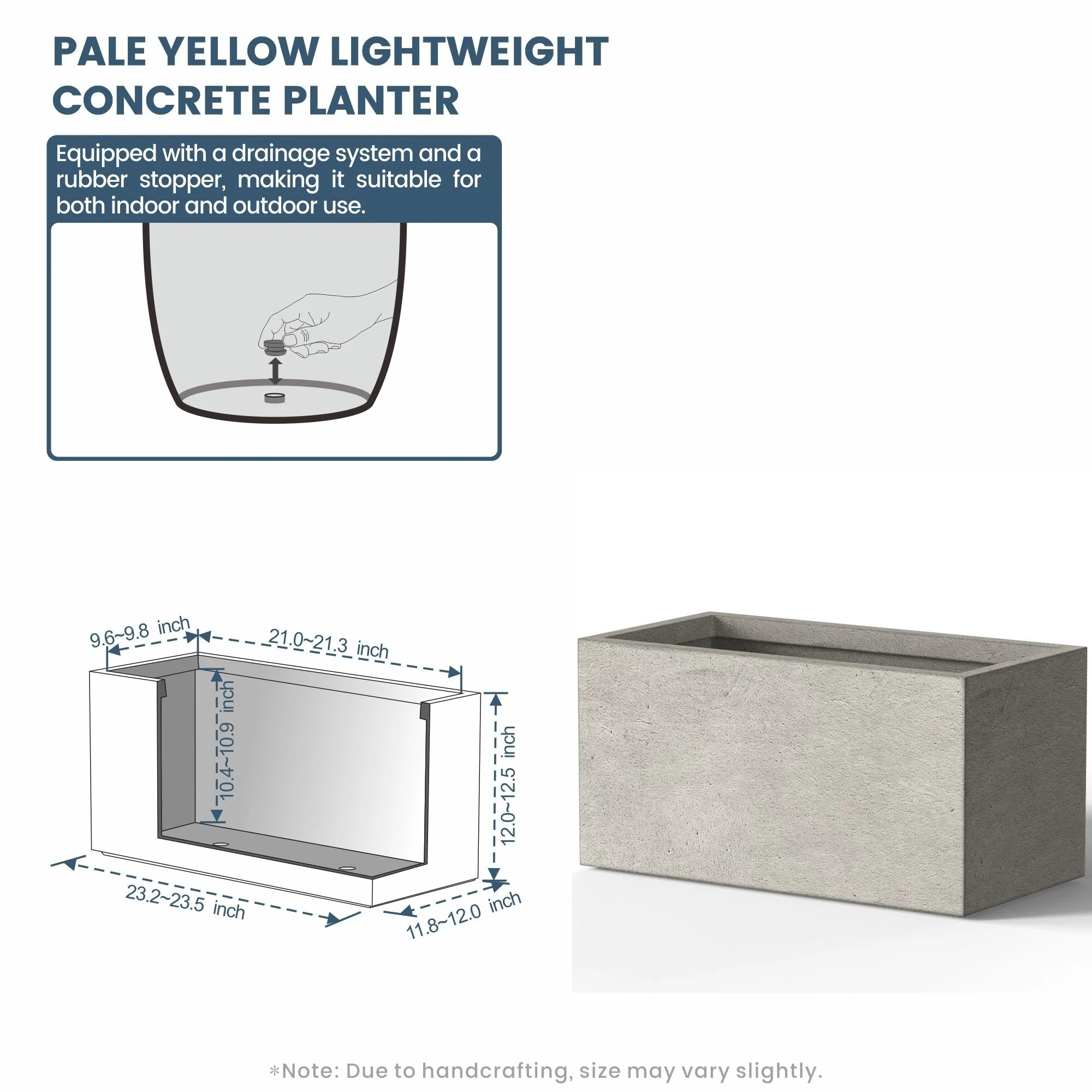Tall Concrete Rectangle Plant Boxes / Large Indoor and Outdoor Flower Planters