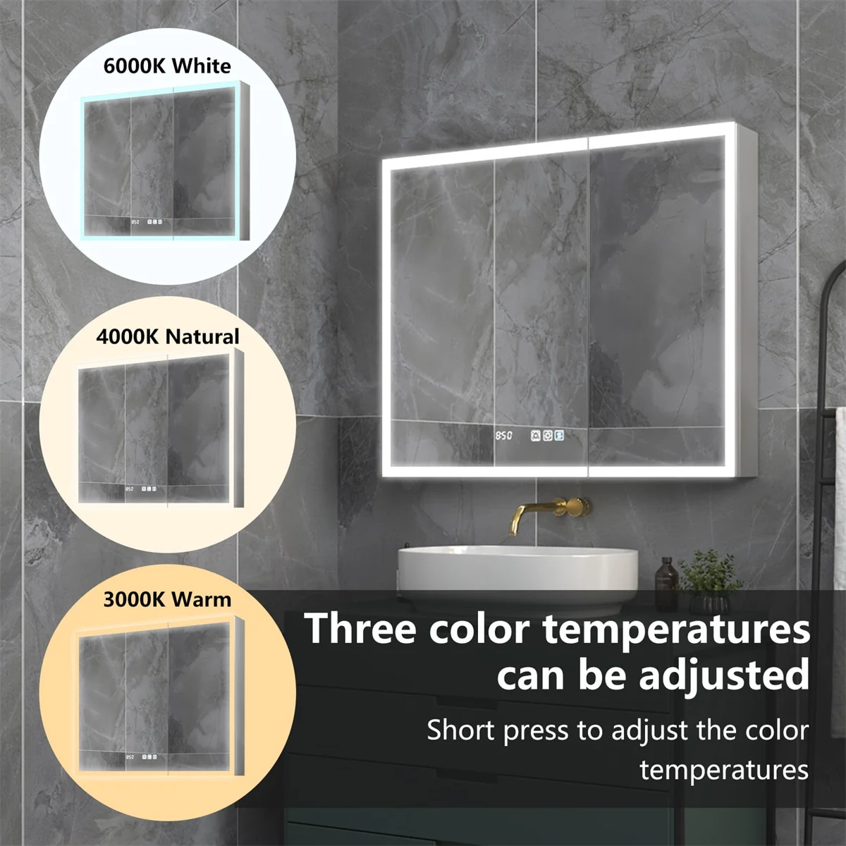 ExBrite Led Lighted Medicine Cabinet Recessed or Surface with Mirrors