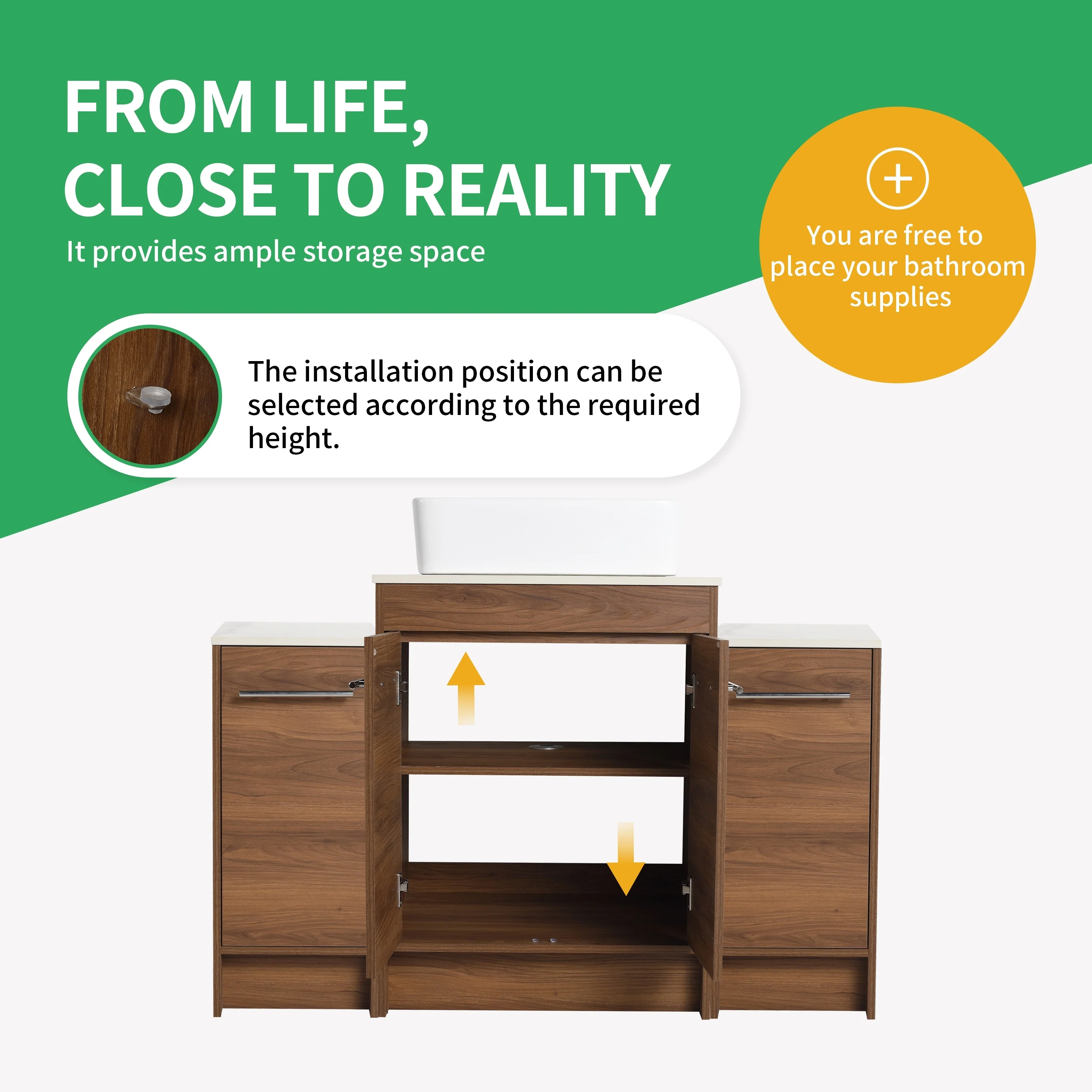 BNK 24/36/48/60 Inch Bathroom Vanity with Sink, Freestanding Bathroom Vanity with Soft Close Doors and Adjustable Shelf