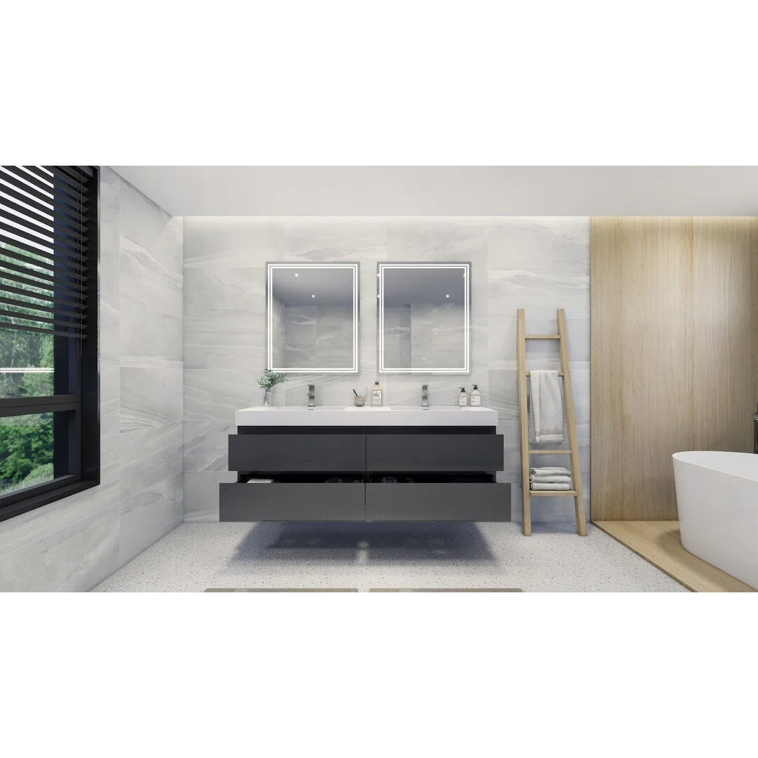 Baillie 72'' Wall-Mounted Vanity with Double Reinforced Acrylic Sink