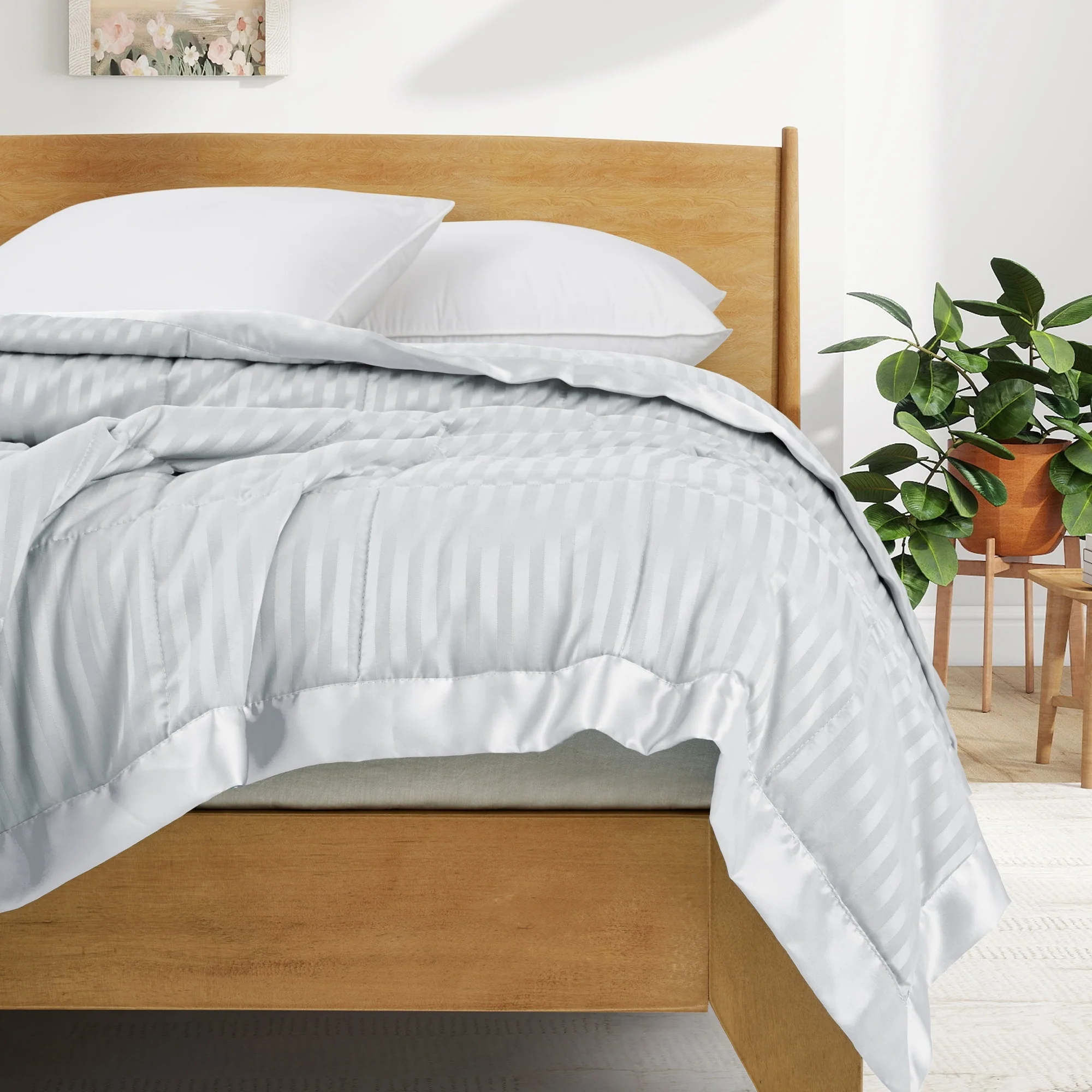 Hotel Quality Luxury All Season Jacquard Soft Bed Blanket with Satin Trim, Cozy and Warm