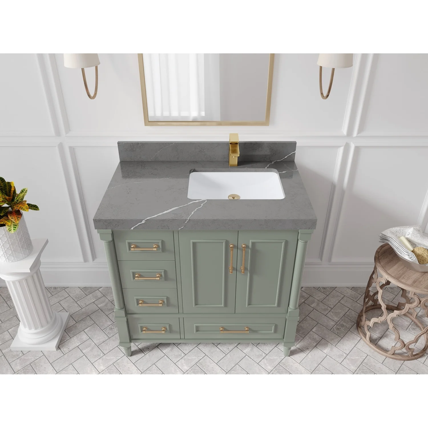 Willow Collections 36 in. W x 22 in. D Aberdeen Right Offset Sink Bathroom Vanity with Countertop