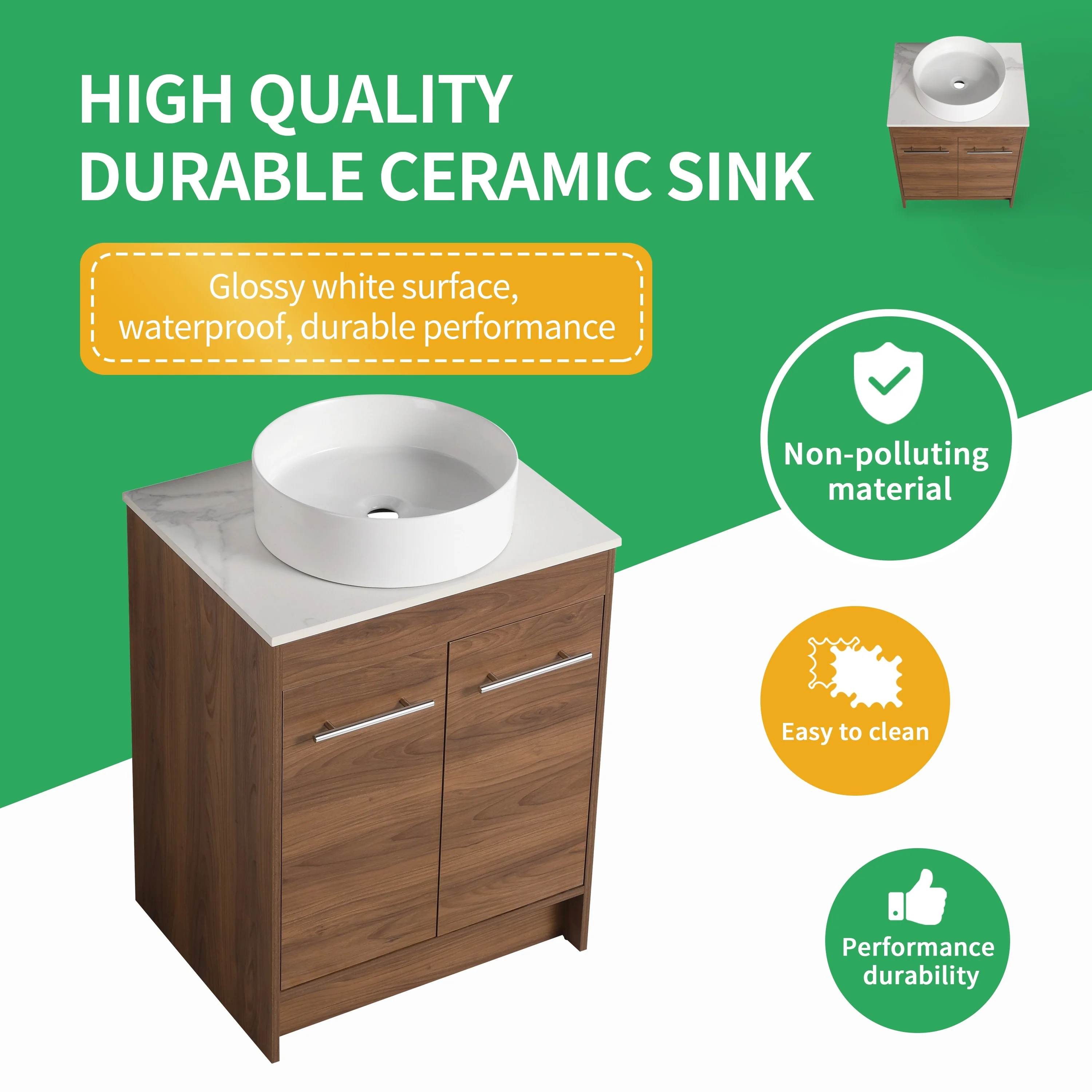 BNK 24/36/48/60 Inch Bathroom Vanity with Sink, Freestanding Bathroom Vanity with Soft Close Doors and Adjustable Shelf