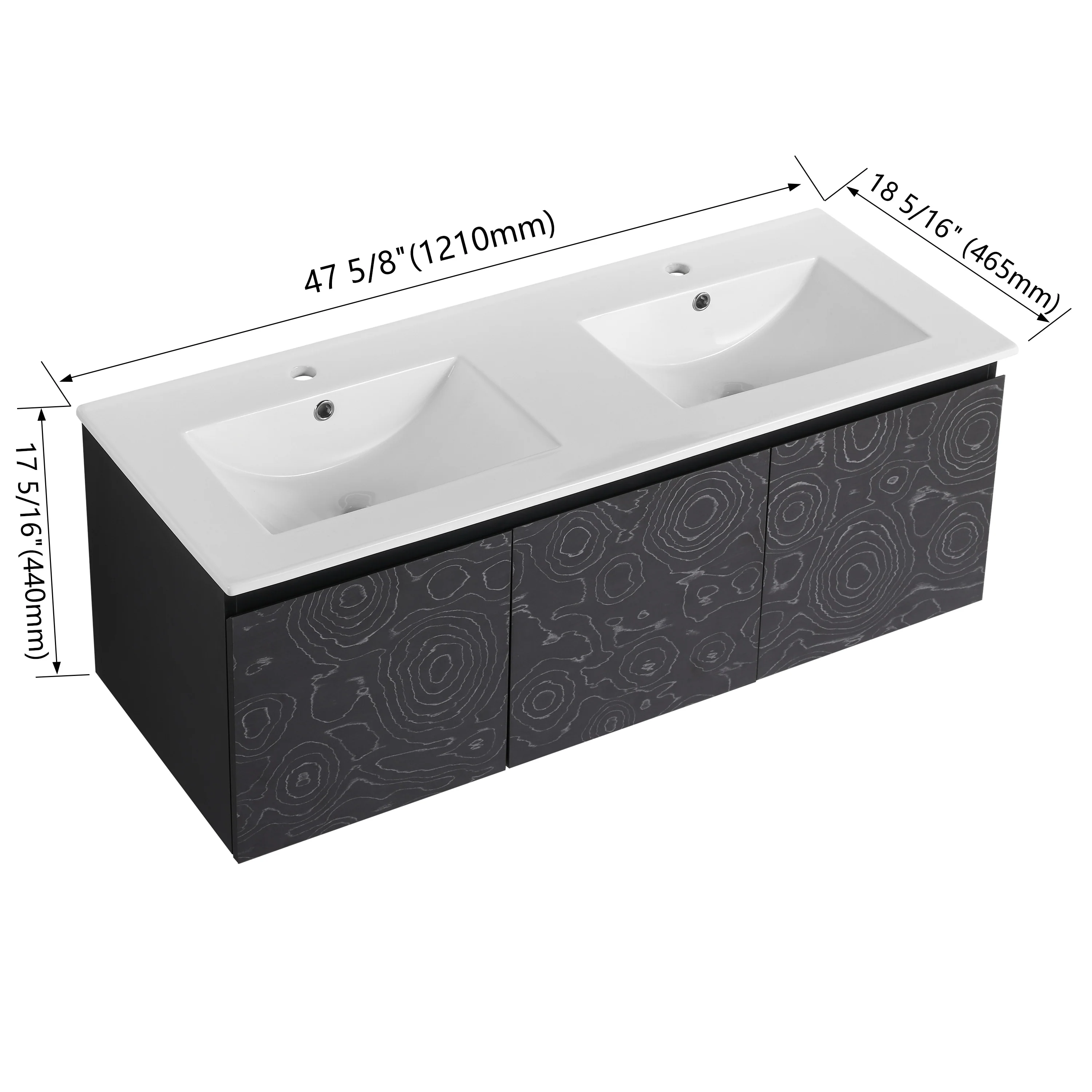 BNK 24/30/48 Inch Double Sink Bathroom Vanity with Soft Close Door