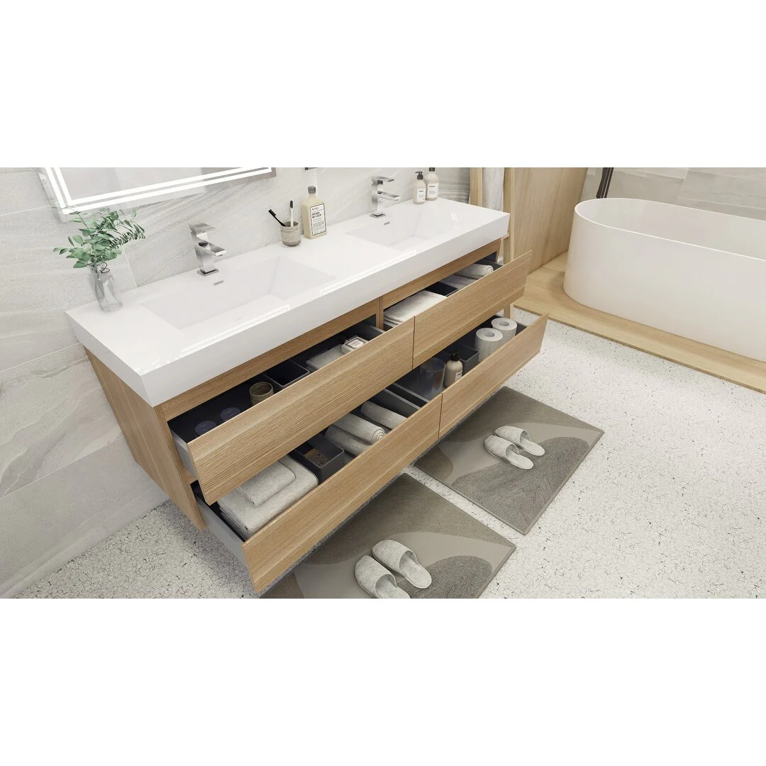 Baillie 72'' Wall-Mounted Vanity with Double Reinforced Acrylic Sink