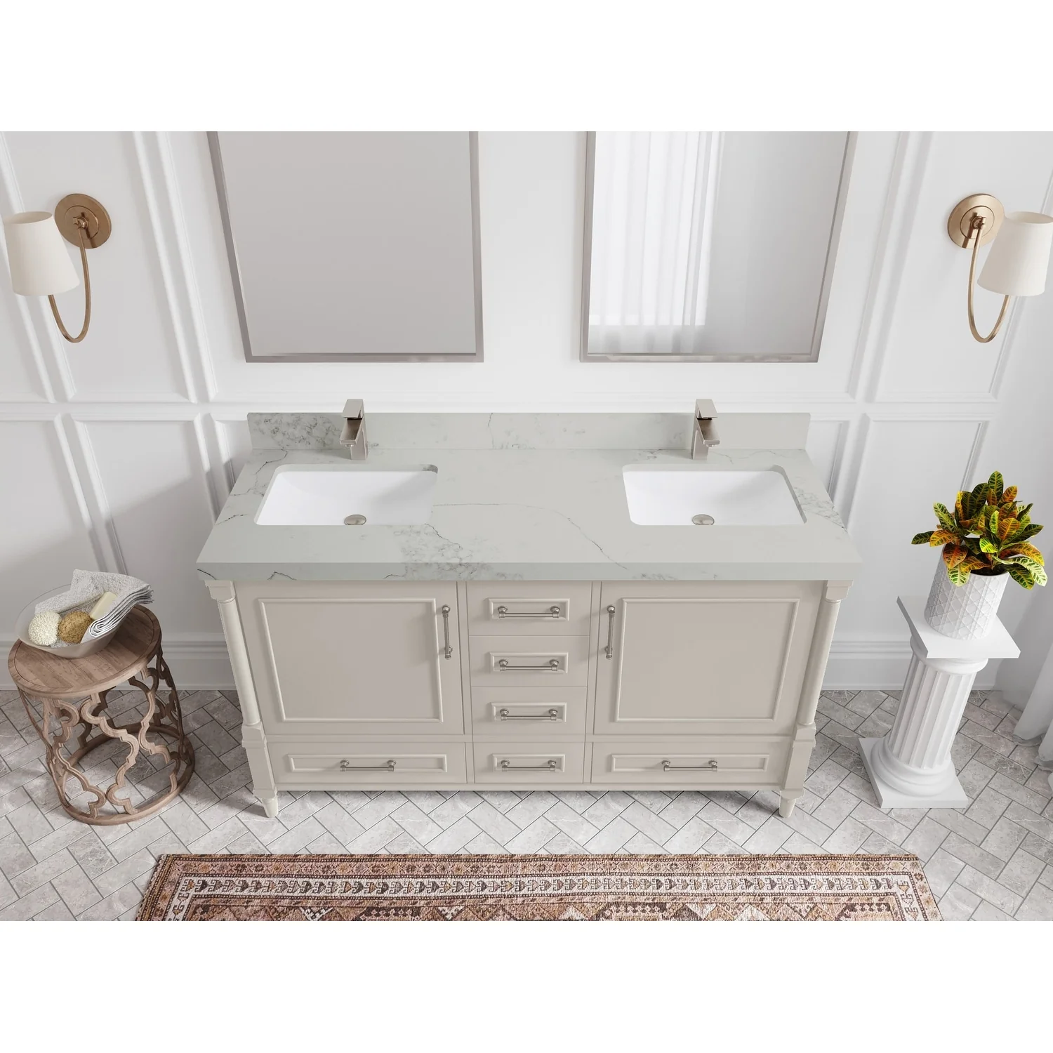Willow Collections 60 in. W x 22 in. D Aberdeen Double Sink Bathroom Vanity with Countertop