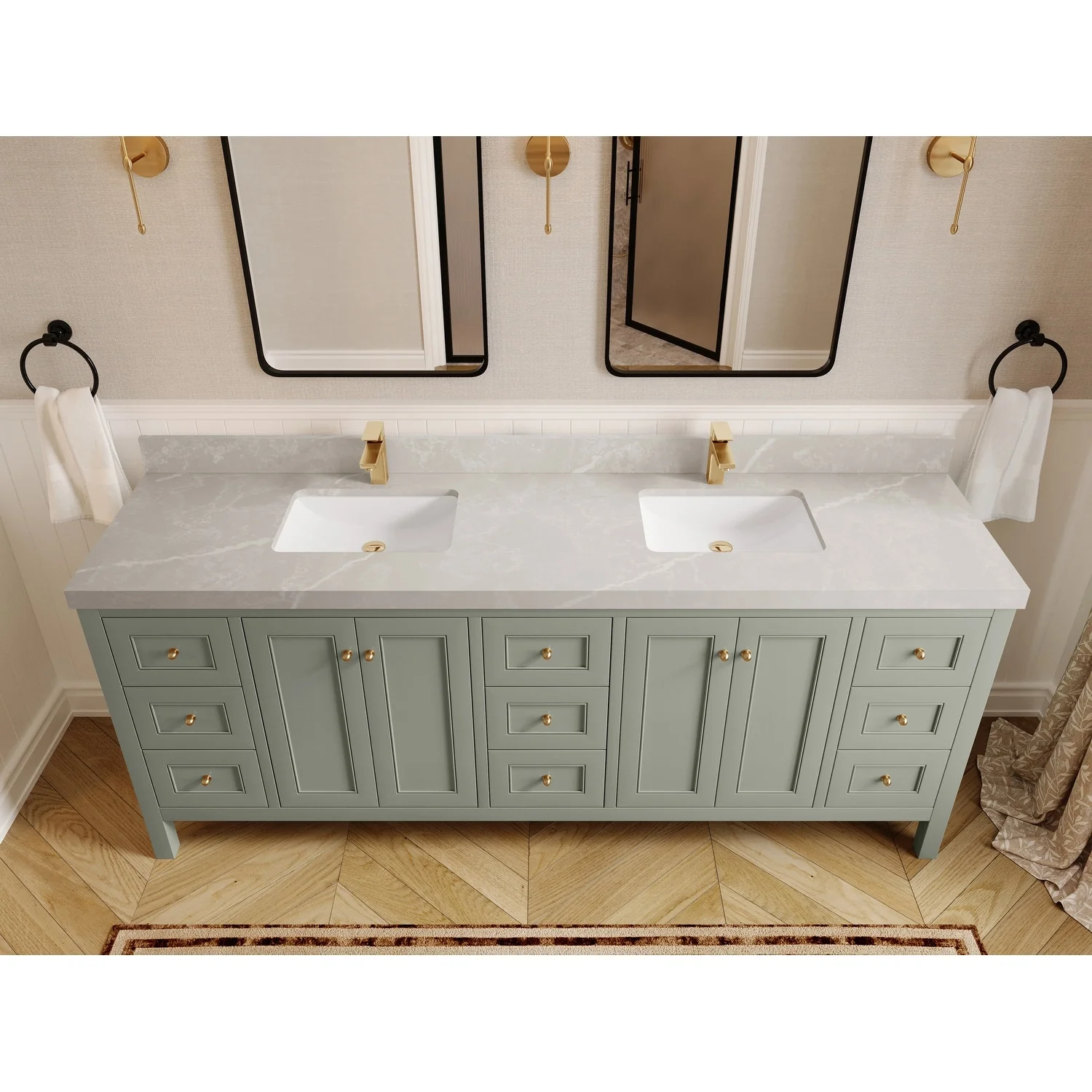 Willow Collections 84 in. W x 22 in. D Nashville Double Bowl Sink Bathroom Vanity with Countertop