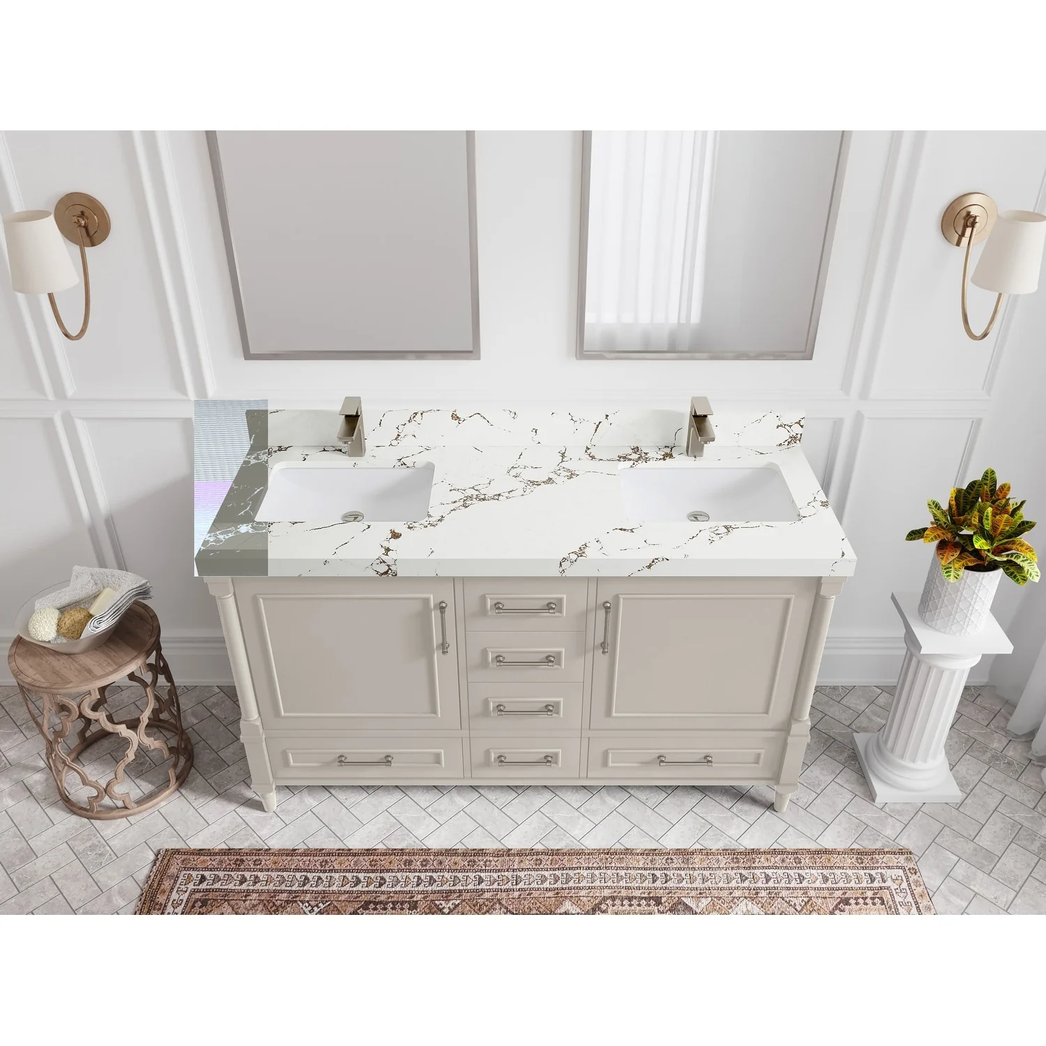 Willow Collections 60 in. W x 22 in. D Aberdeen Double Sink Bathroom Vanity with Countertop