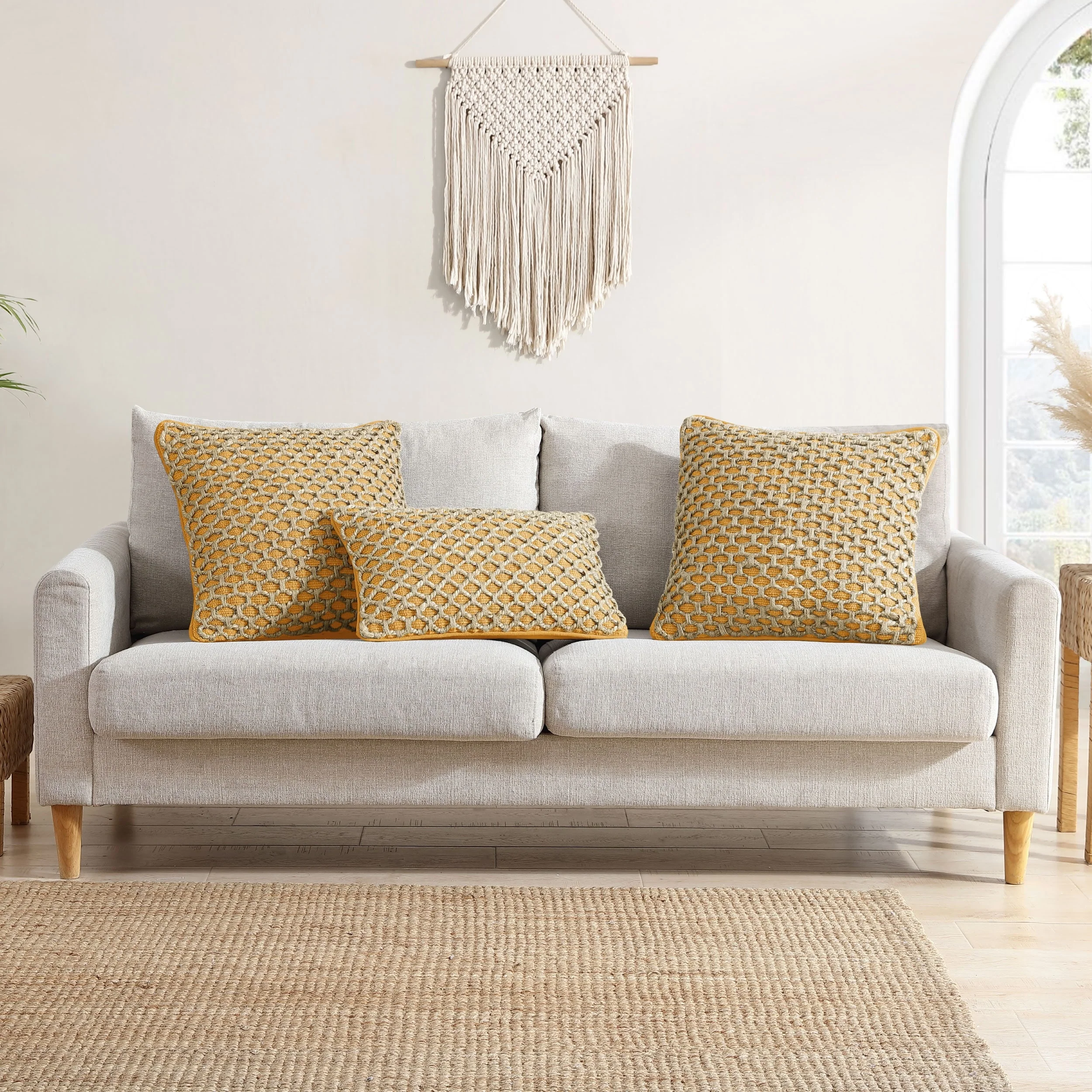 Boho Living Jada Braided Cotton/Jute Throw Pillow Covers
