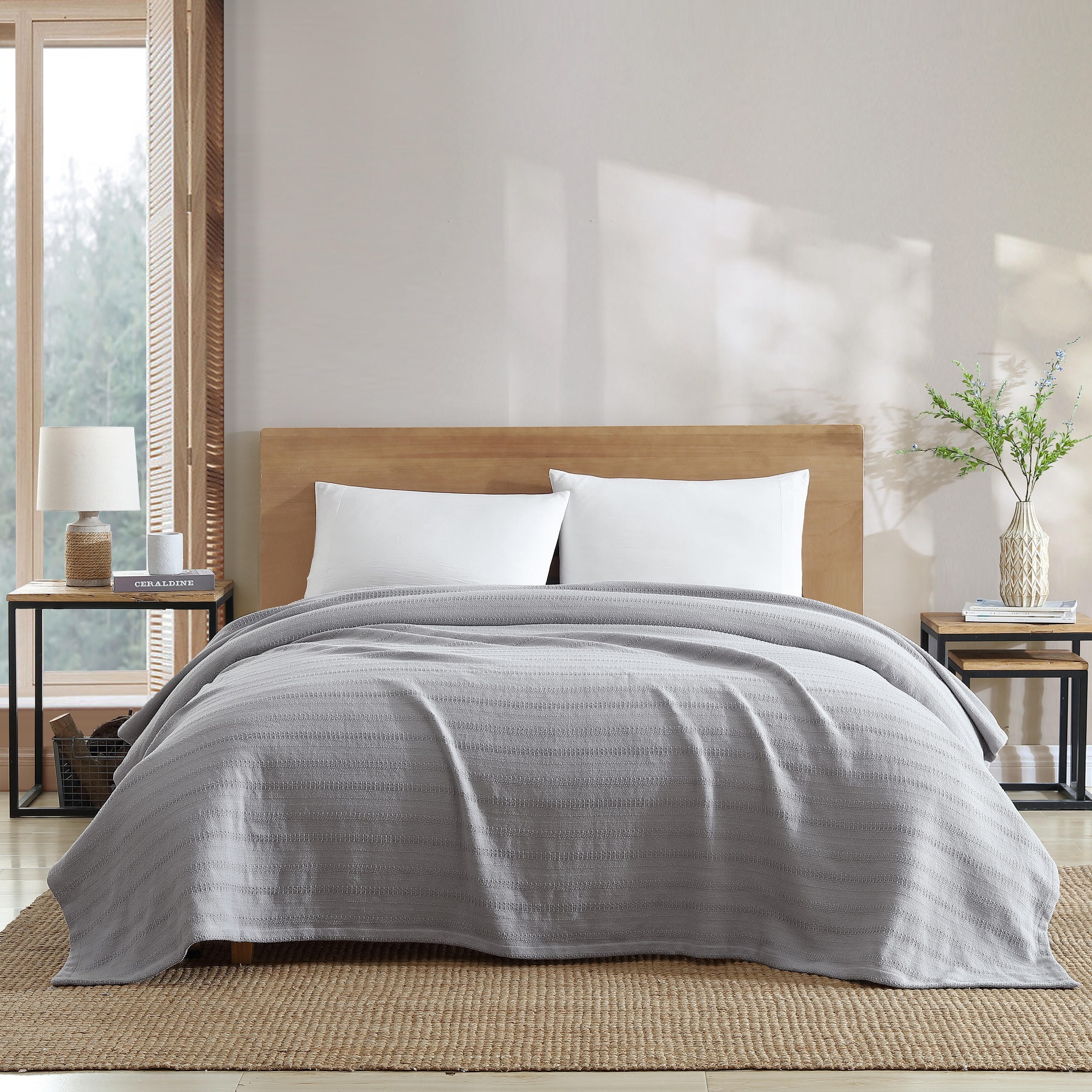 Eddie Bauer Variegated Weave Stripe Cotton Reversible Blanket