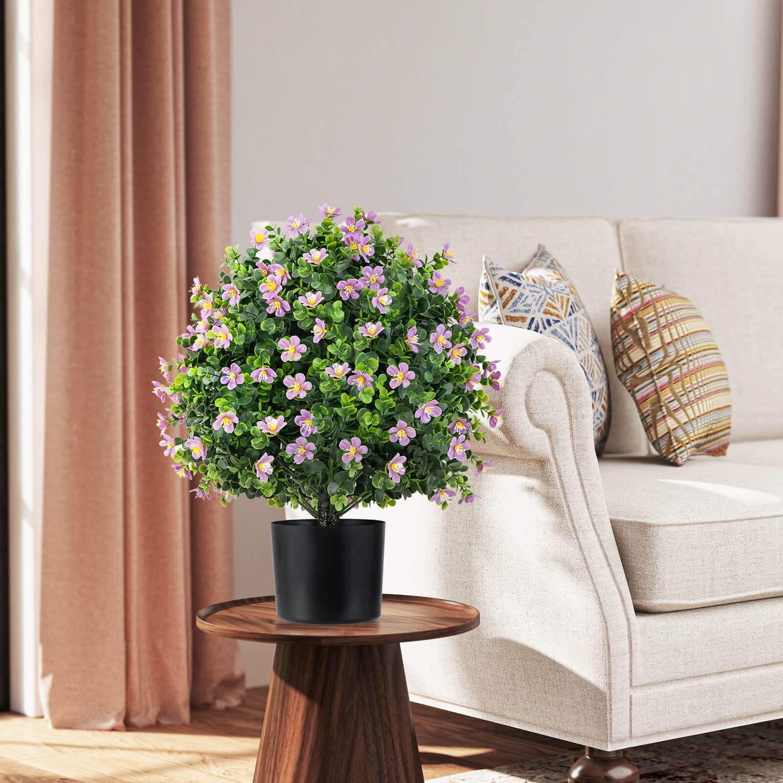 Costway 2 Pack Artificial Boxwood Topiary Ball Tree Faux Shrub Bushes