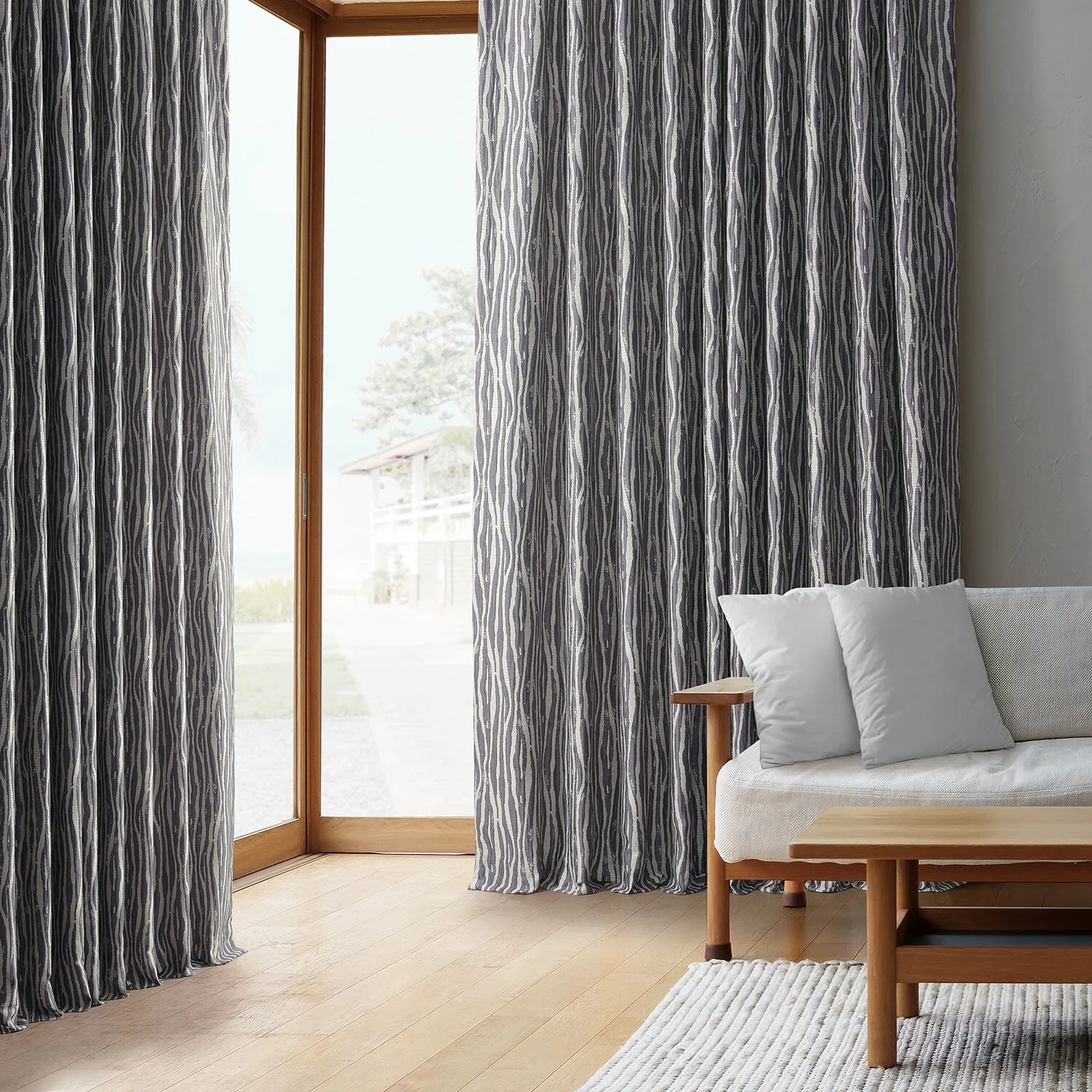 Exclusive Fabrics Jacquard Faux Silk Curtains - 1 Panel Room Darkening Curtain