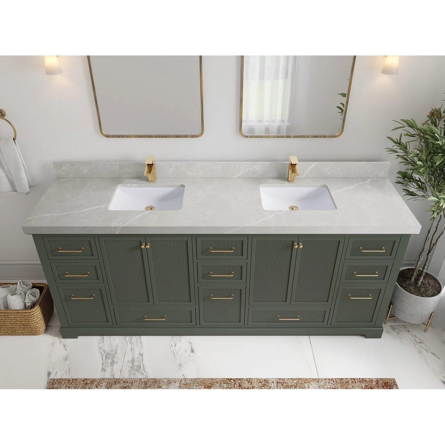 Willow Collections 84 in. W x 22 in. D Alys Double Bowl Sink Bathroom Vanity with Countertop