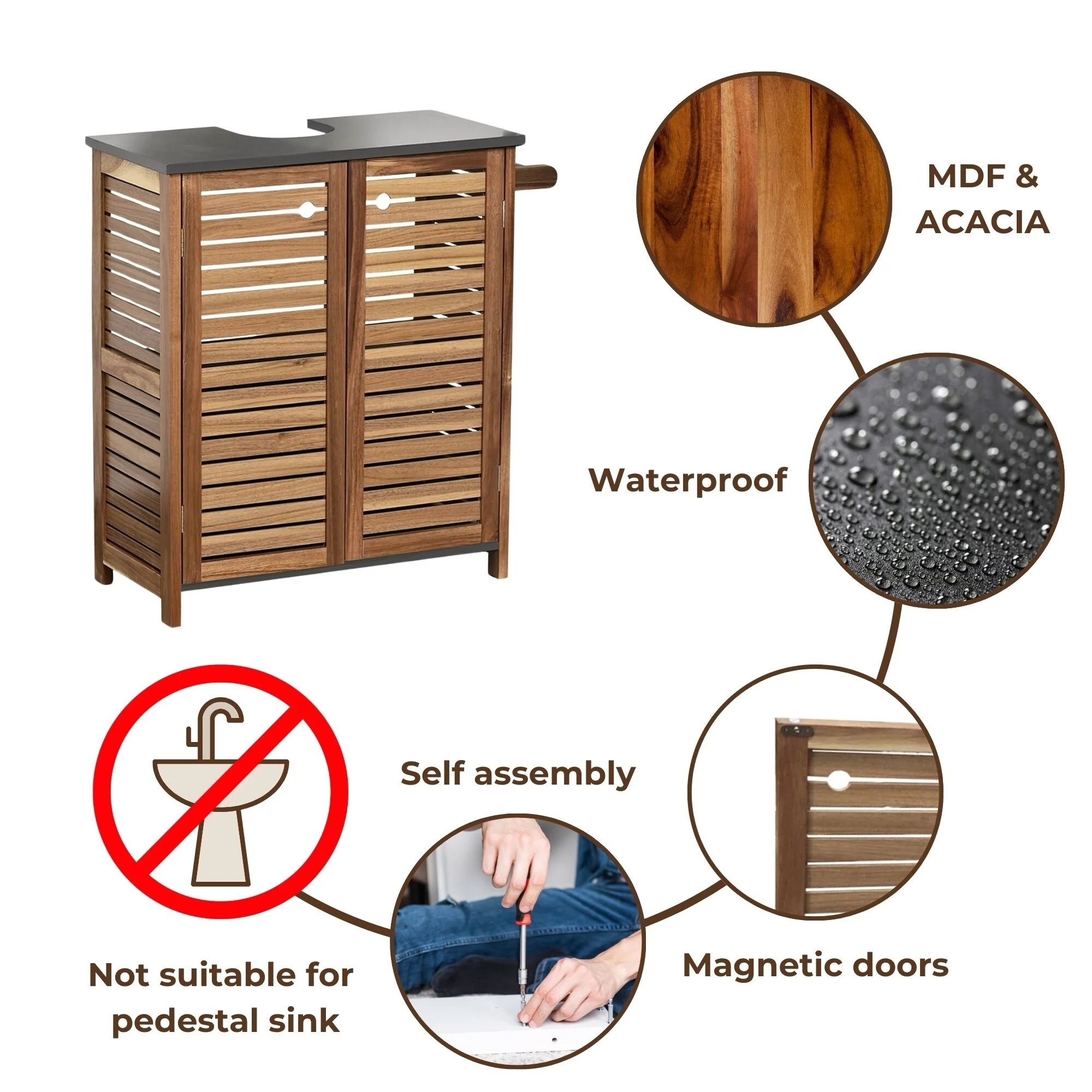 Under Sink Cabinet with U-Shaped Cut-Out with Towel Holder - 27