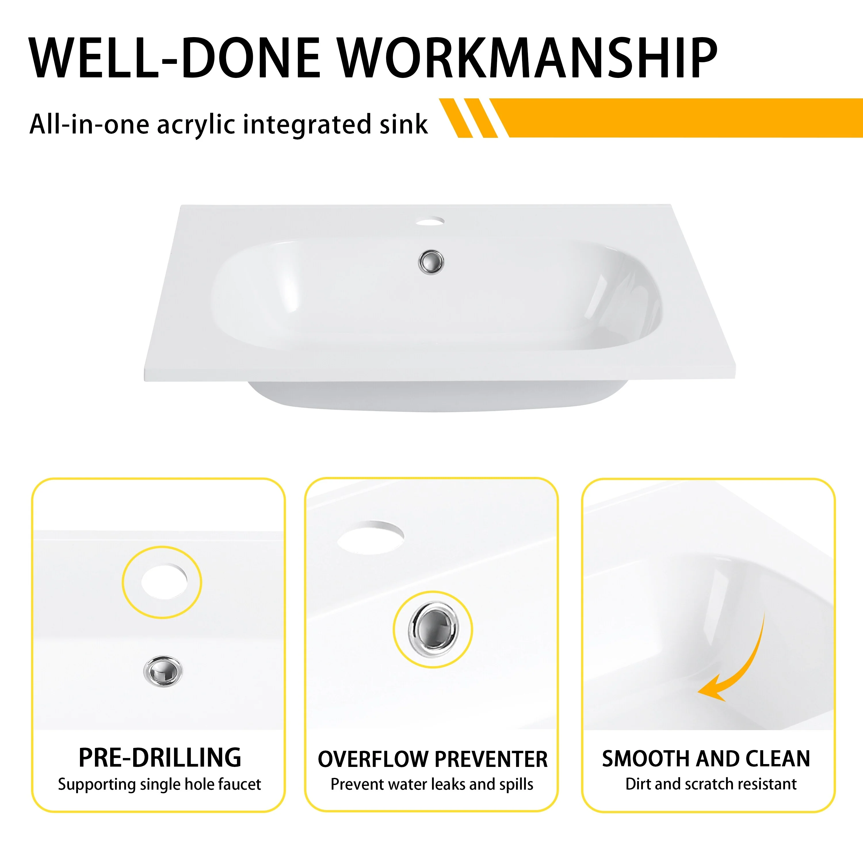 Bathroom Vanity With Sink In 30 Inch, Freestanding Bathroom Vanity With Soft Close Door