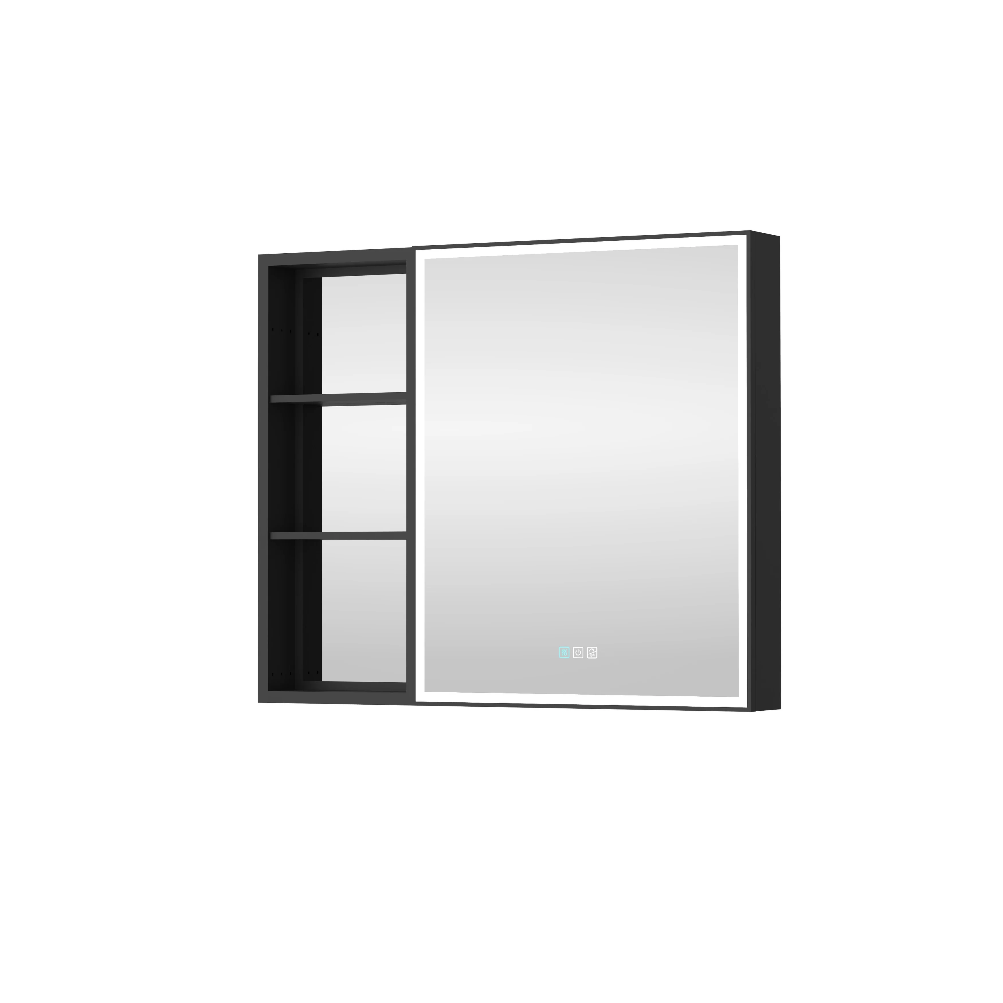 30 in. H Recessed or Surface Wall Mounted LED Mirror Cabinet With Black Side Cabinet