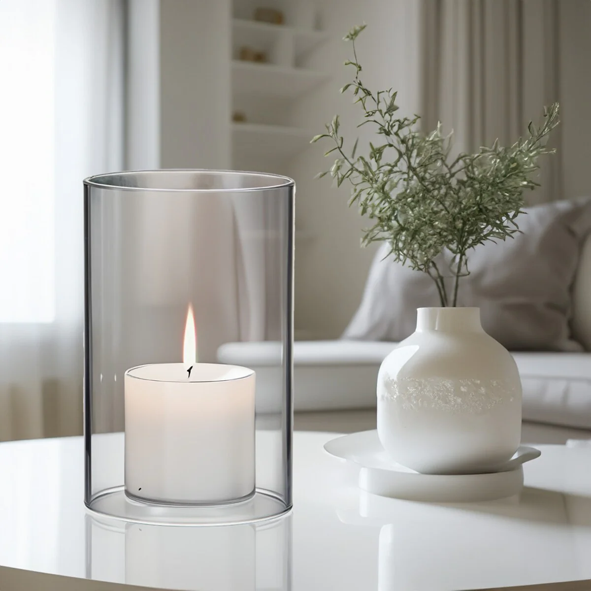 Clear Glass Cylinder Hurricane Chimney Tube, Candle Cover - 1 Piece