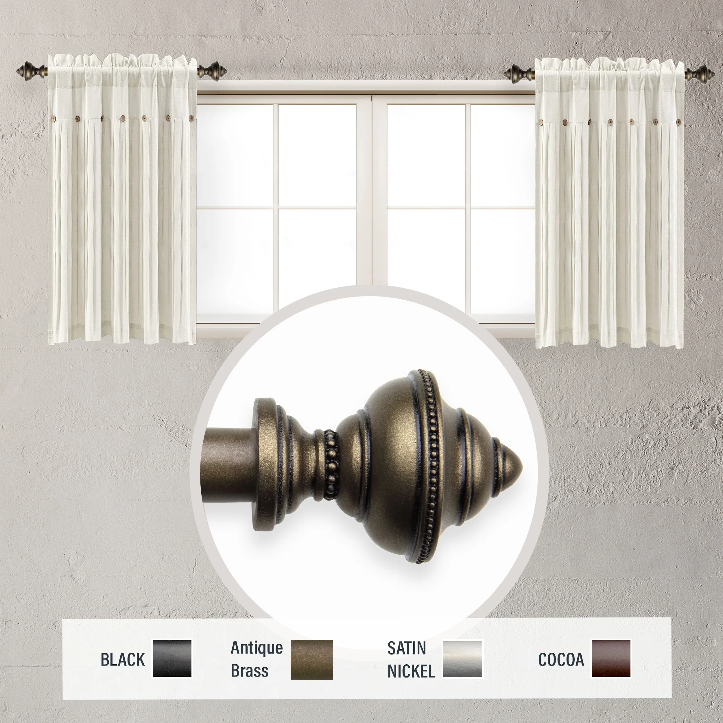 InStyleDesign Manor 5/8 inch dia. Side Curtain Rod 12-20 inch long (Set of 2)