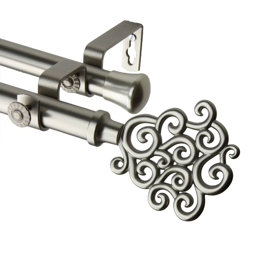 InStyleDesign Cloud Adjustable Satin Nickel Double Curtain Rod