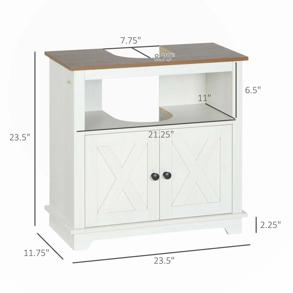 Farmhouse Under Sink Pedestal Vanity Storage Cabinet