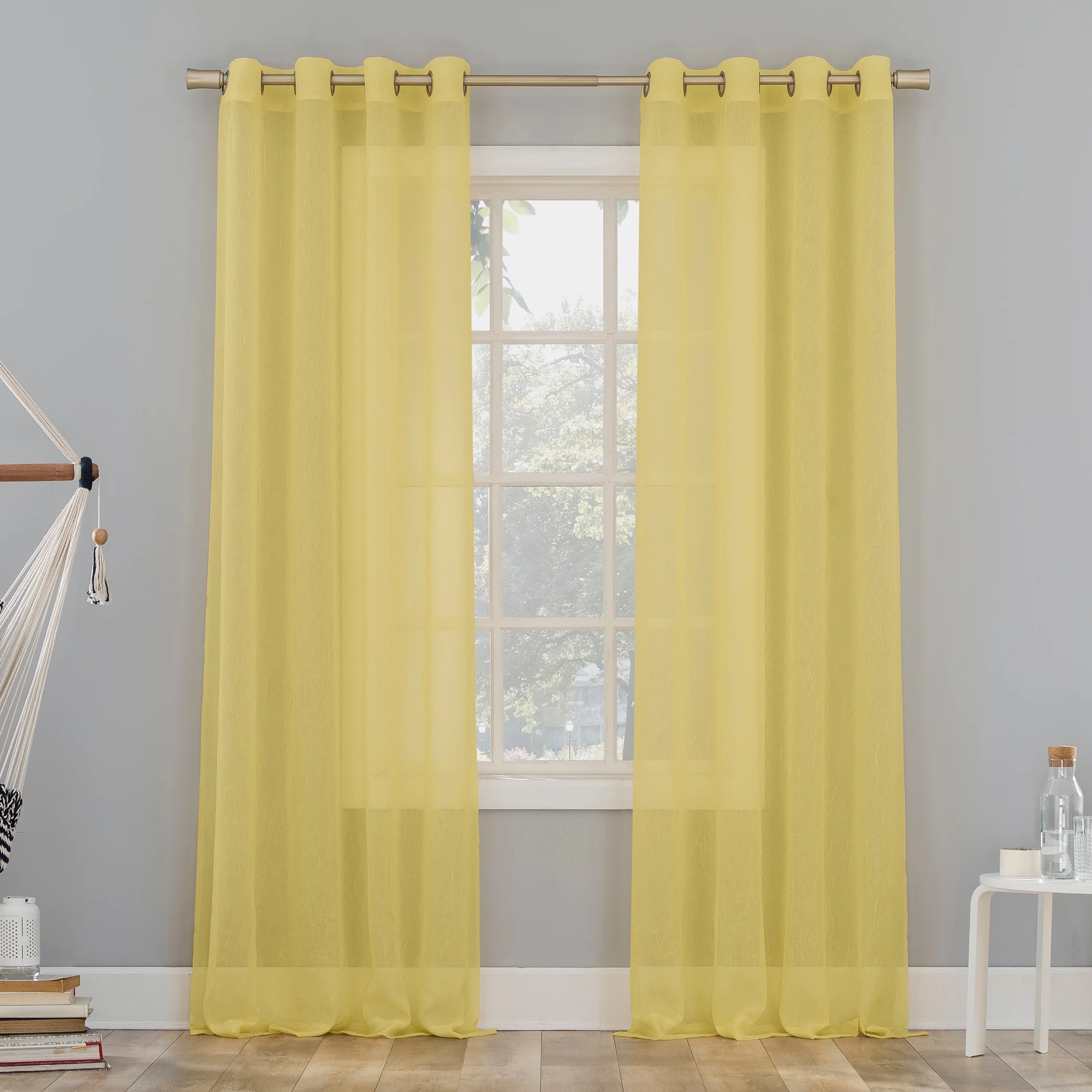 No. 918 Erica Crushed Voile Sheer Grommet Curtain Panel, Single Panel
