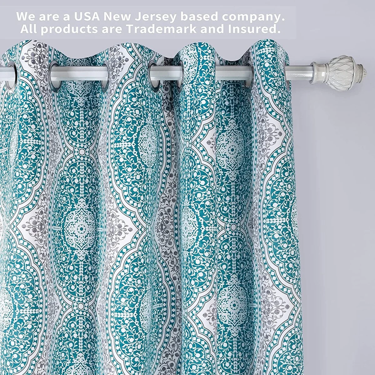 DriftAway Adrianne Pastel Damask Room Darkening Curtain Panel Pair