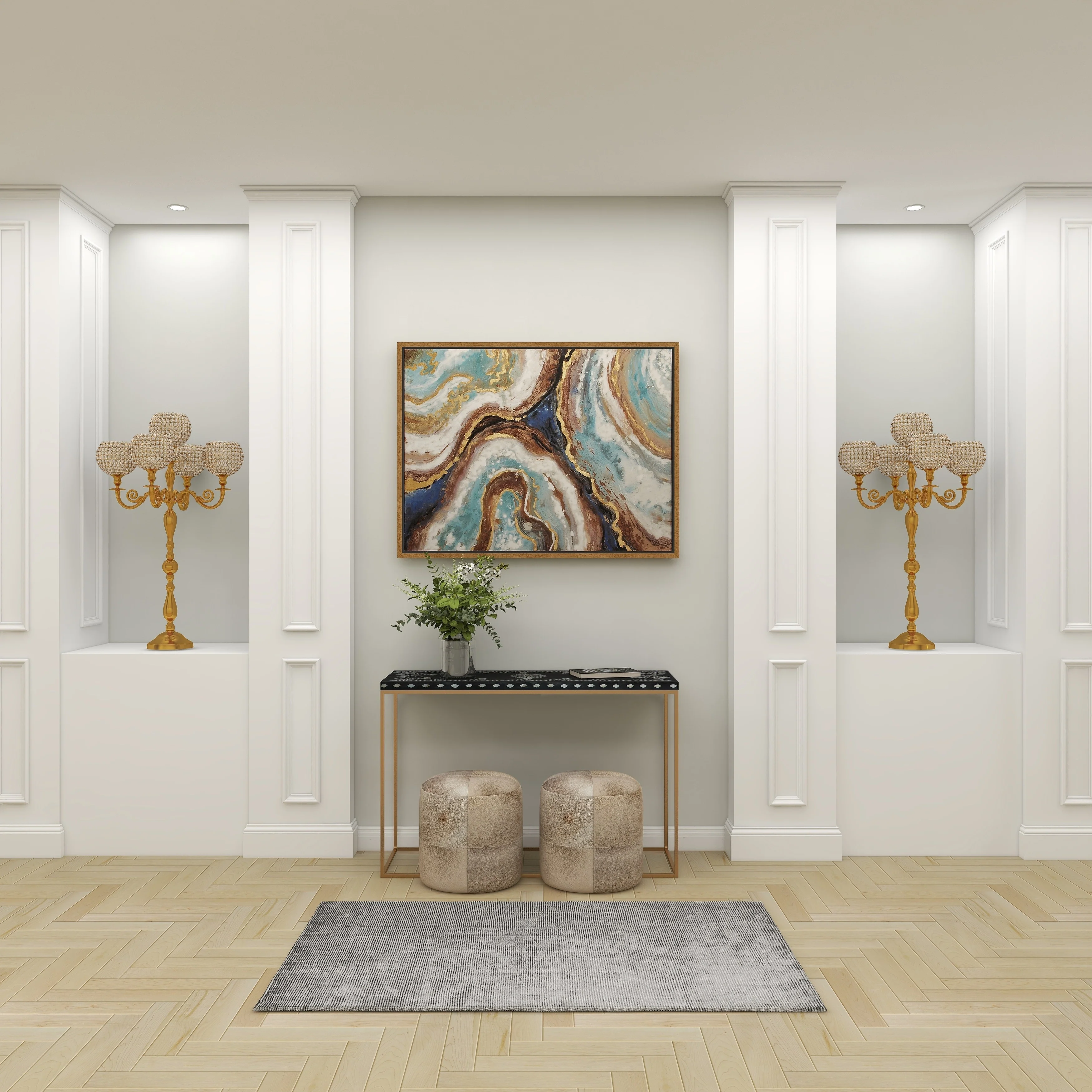 Gold Aluminum Metal Candelabra - 24 x 24 x 40