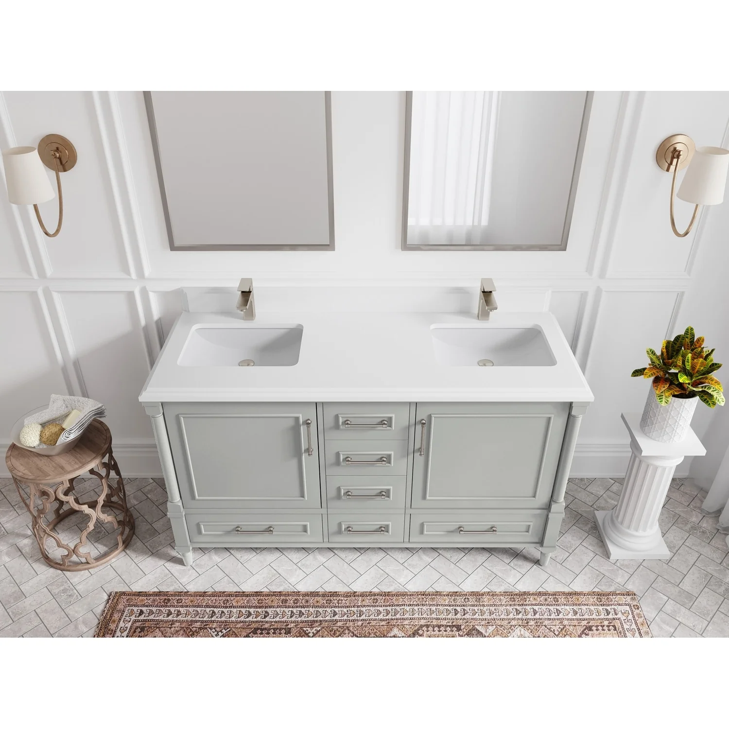 Willow Collections 60 in. W x 22 in. D Aberdeen Double Sink Bathroom Vanity with Countertop