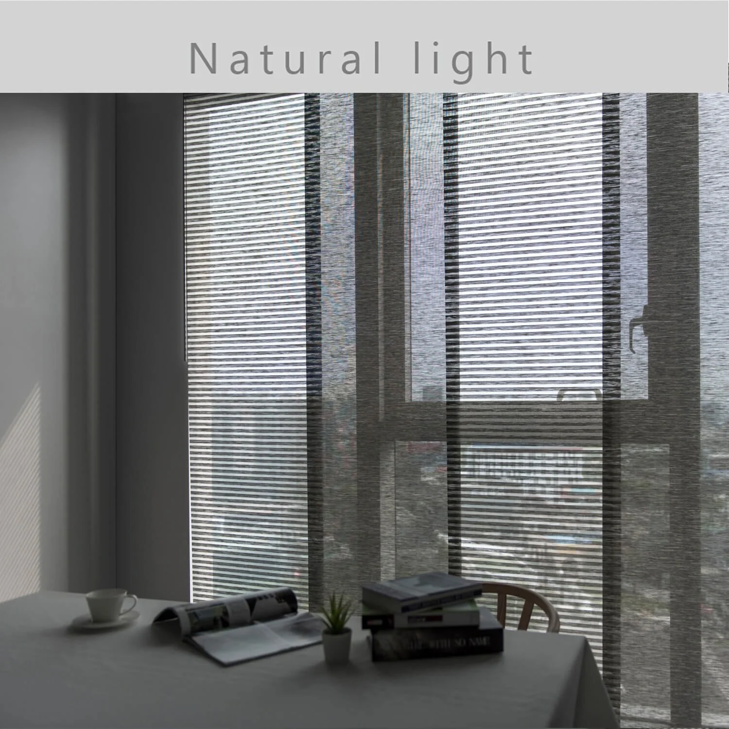 GoDear Design Natural Woven Adjustable Sliding Panel Track Blinds, Vertical Blinds, Cosmos Series, 45.8