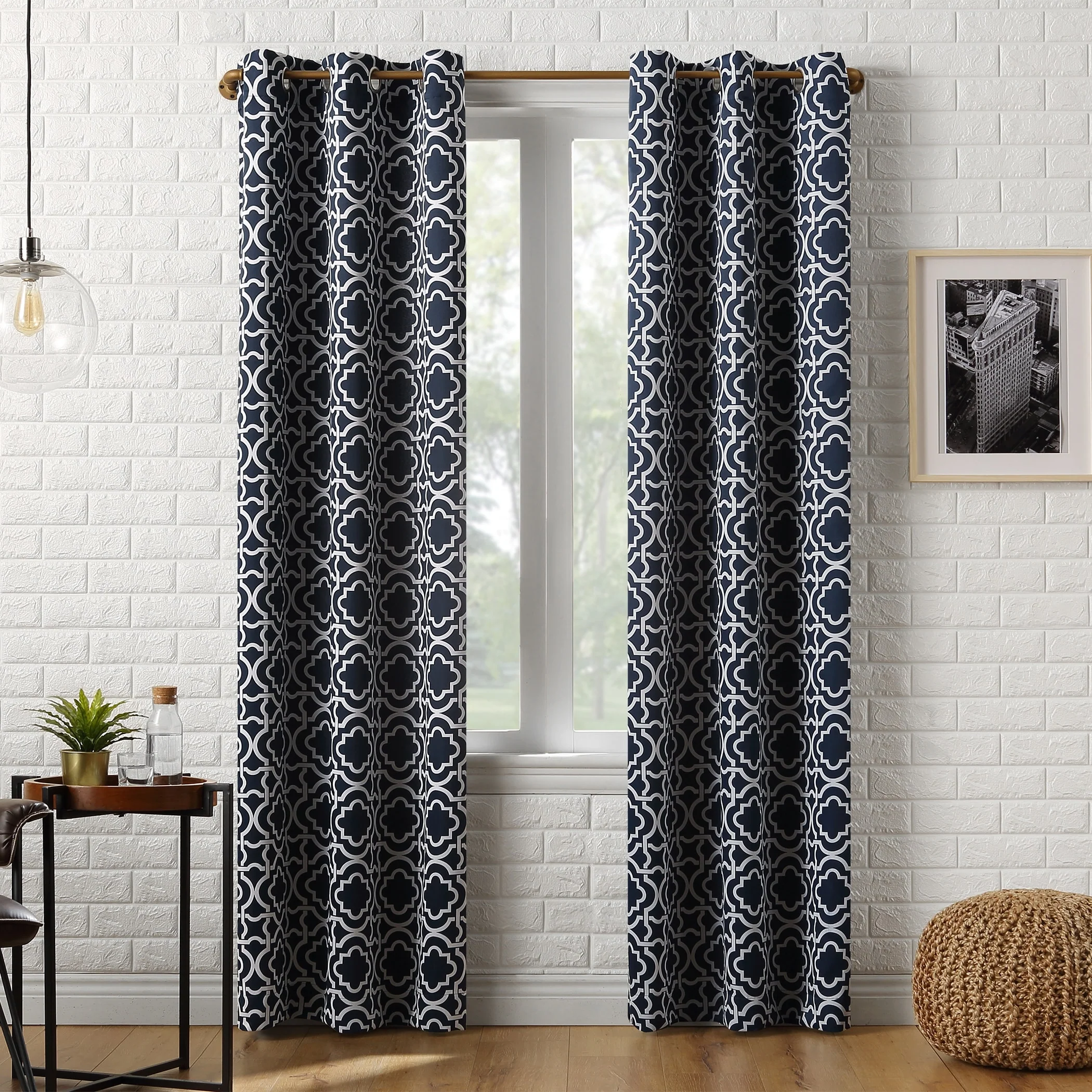 Sun Zero Barnett Trellis Blackout Grommet Curtain Panel, Single Panel