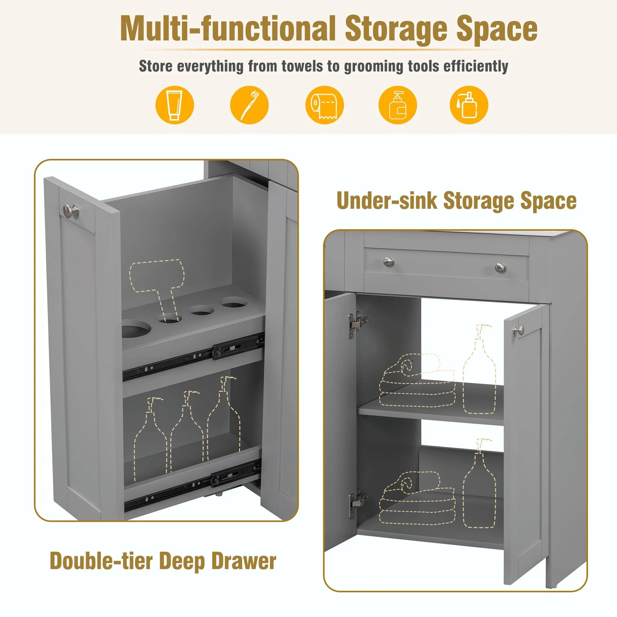 30-Inch Bathroom Vanity with Ceramic Sink Combo
