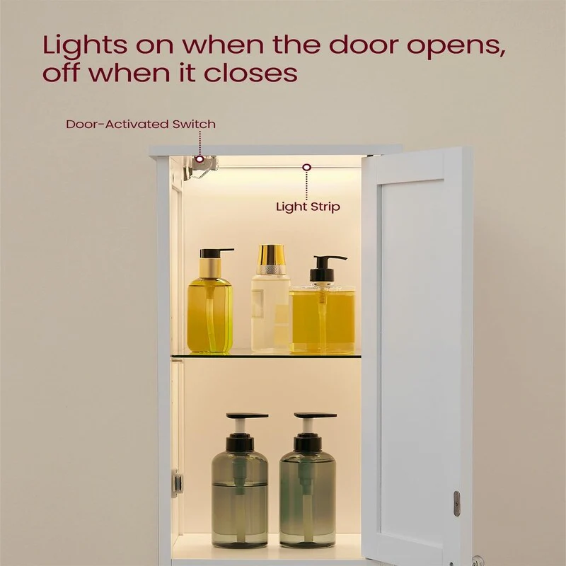 Tall Bathroom Cabinet with Lights - 11.8