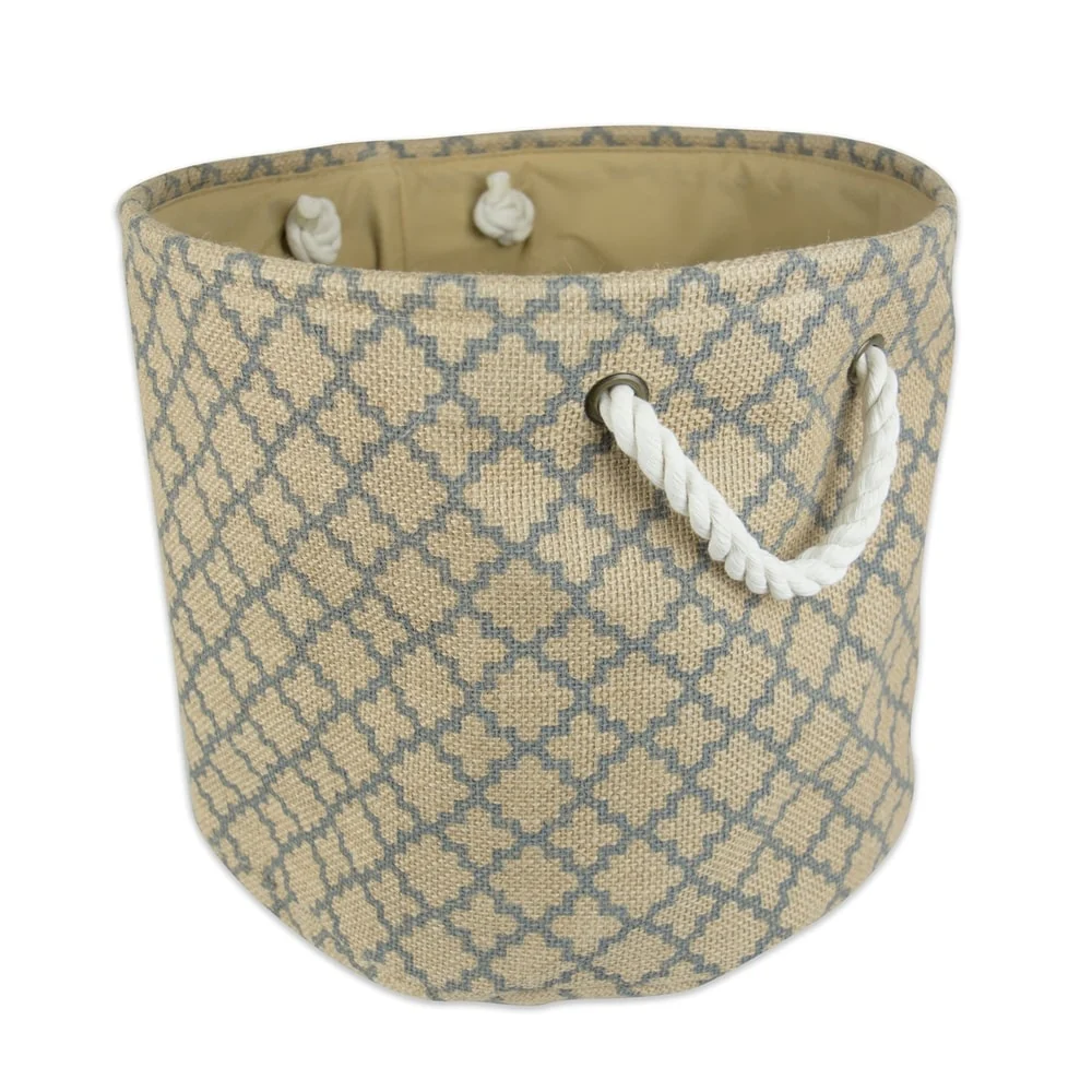 DII Round Burlap Decorative Storage Bin