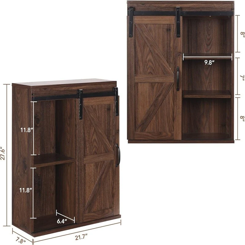 Wood Wall Storage Bathroom Cabinet - 21.7
