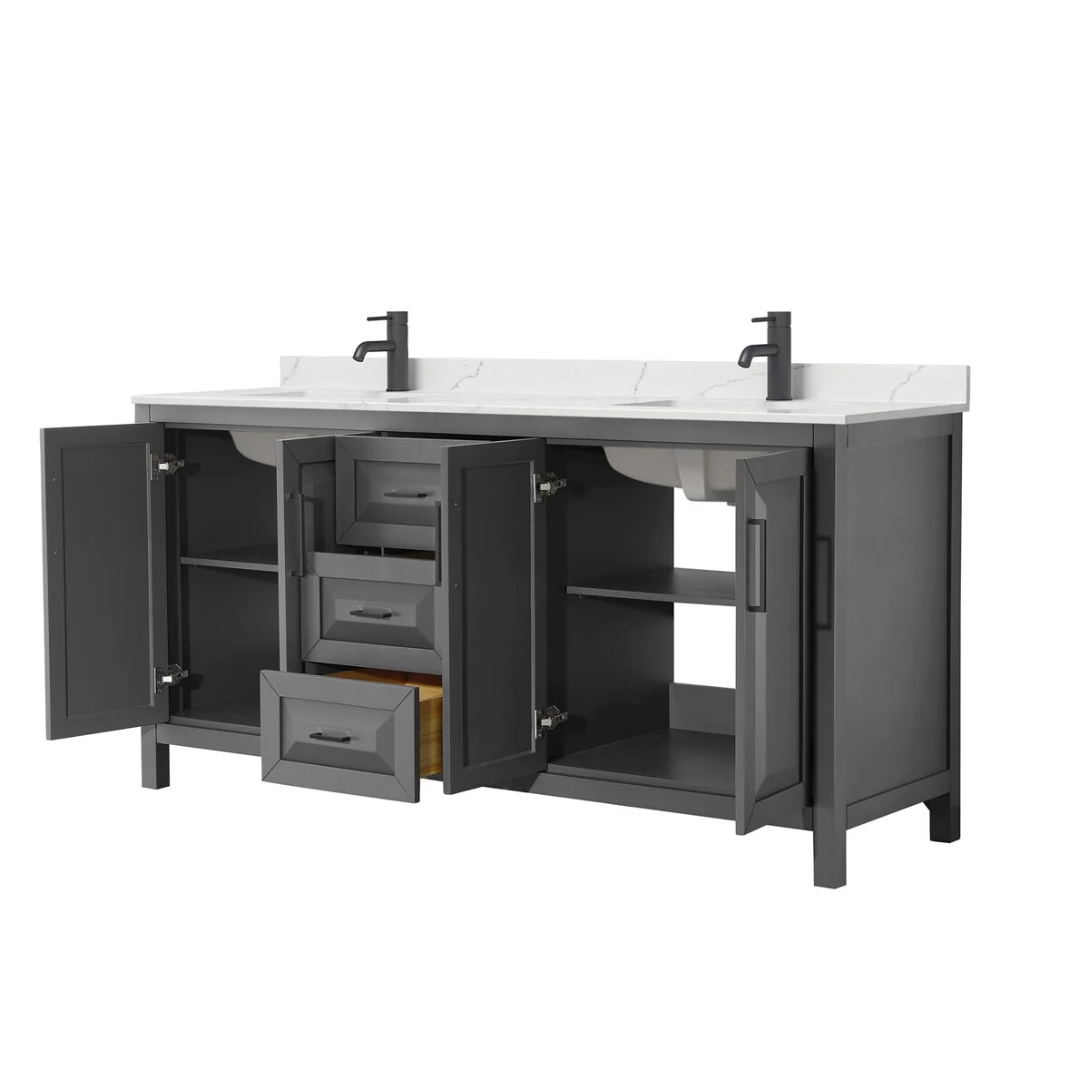 Daria 72-inch Double Vanity, Single Hole Quartz Top