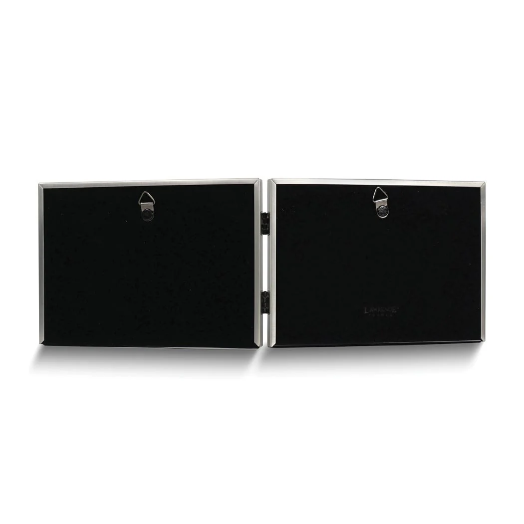 Curata Pewter Landscape Hinged Brushed and Beaded 7x5 Double Photo Frame