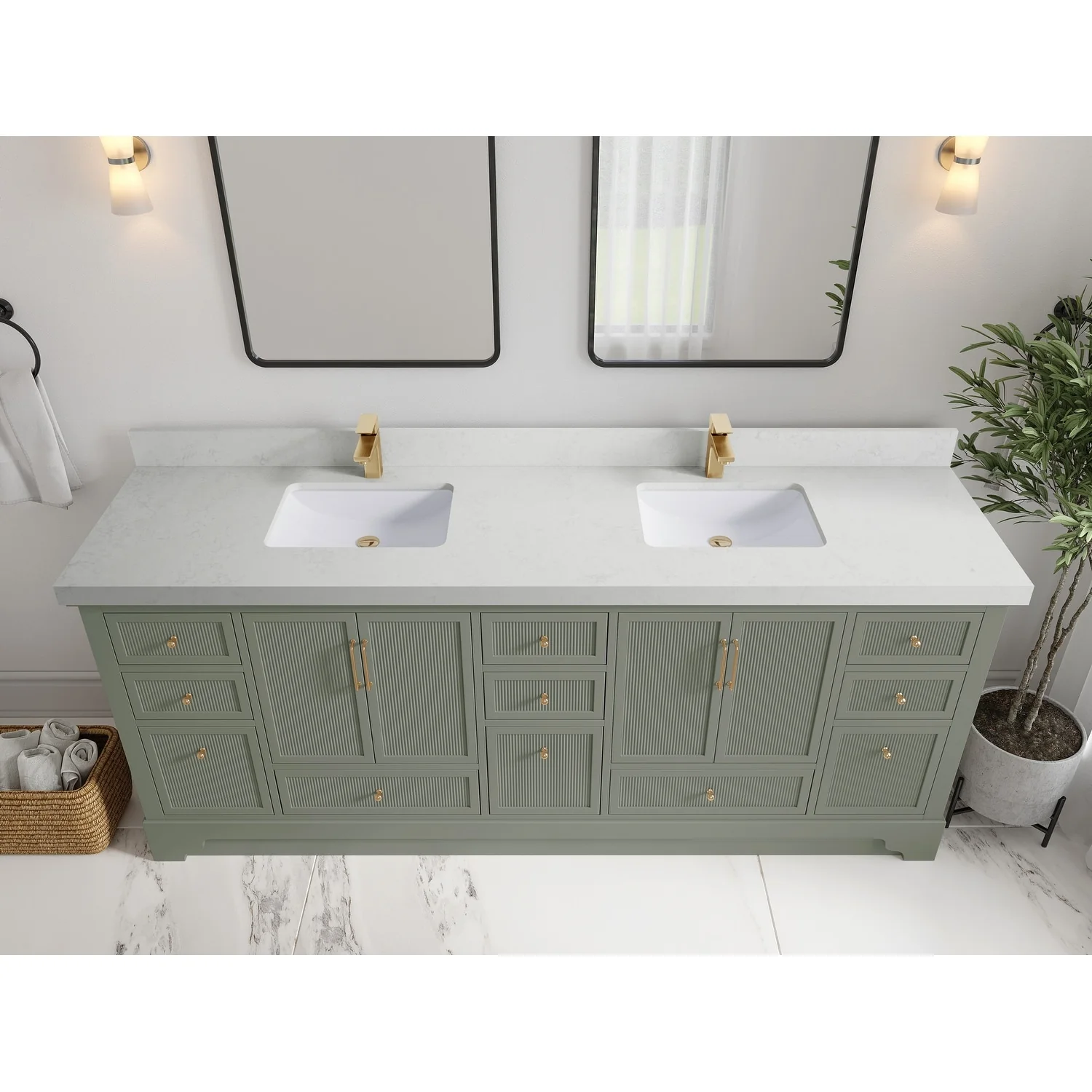 Willow Collections 84 in. W x 22 in. D Alys Double Bowl Sink Bathroom Vanity with Countertop