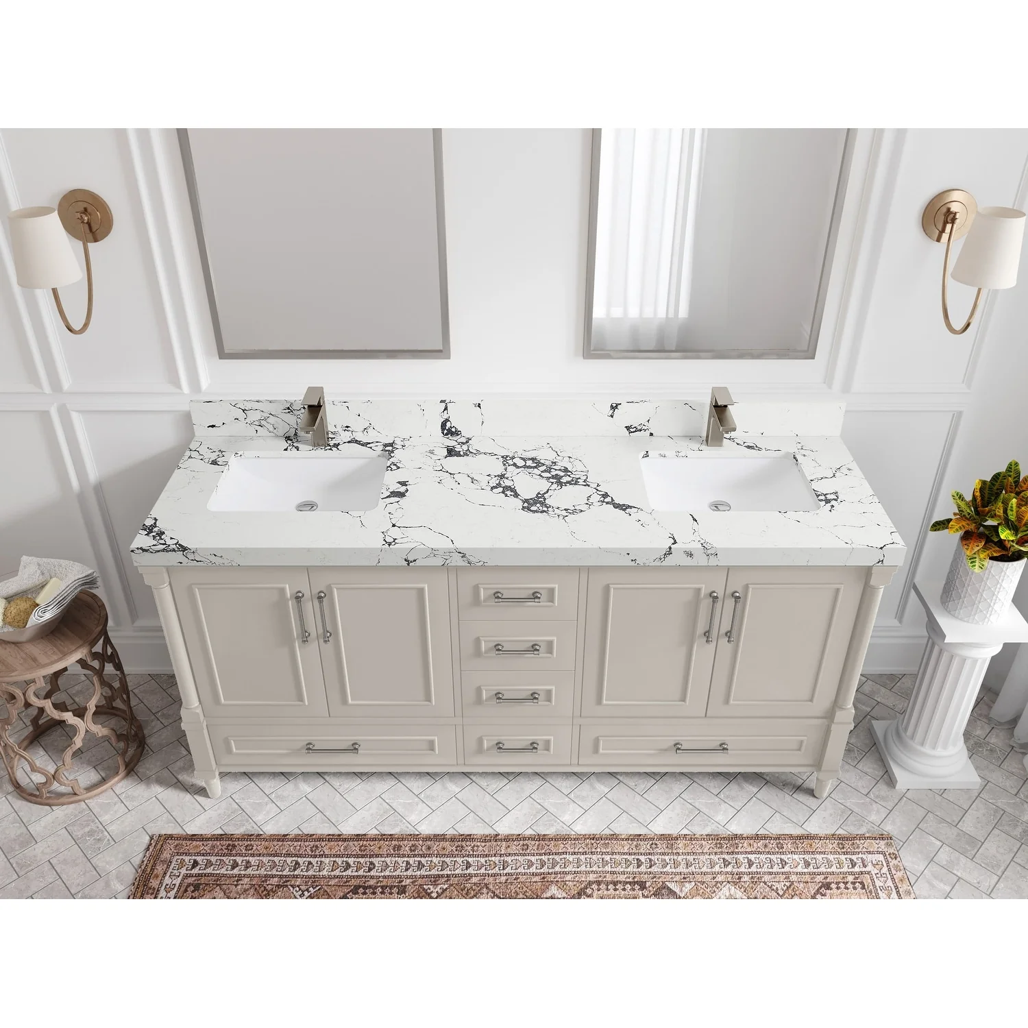 Willow Collections 72 in. W x 22 in. D Aberdeen Double Sink Bathroom Vanity with Countertops